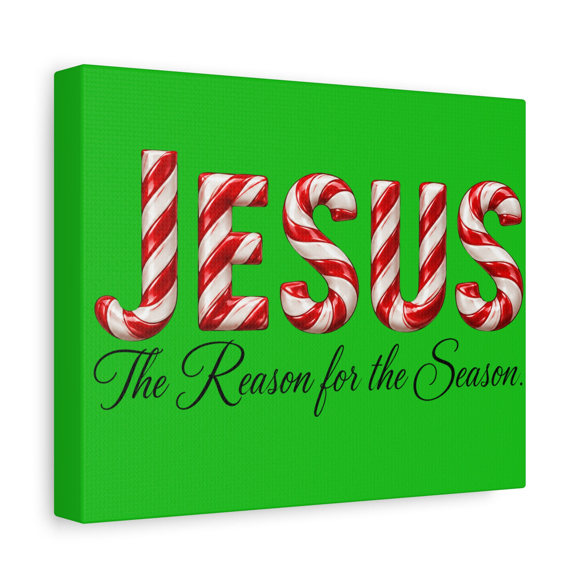 Jesus The Reason for the Season Christmas Wall Art – Candy Cane Christian Holiday Decor, Matte Canvas, Stretched, 1.25"
