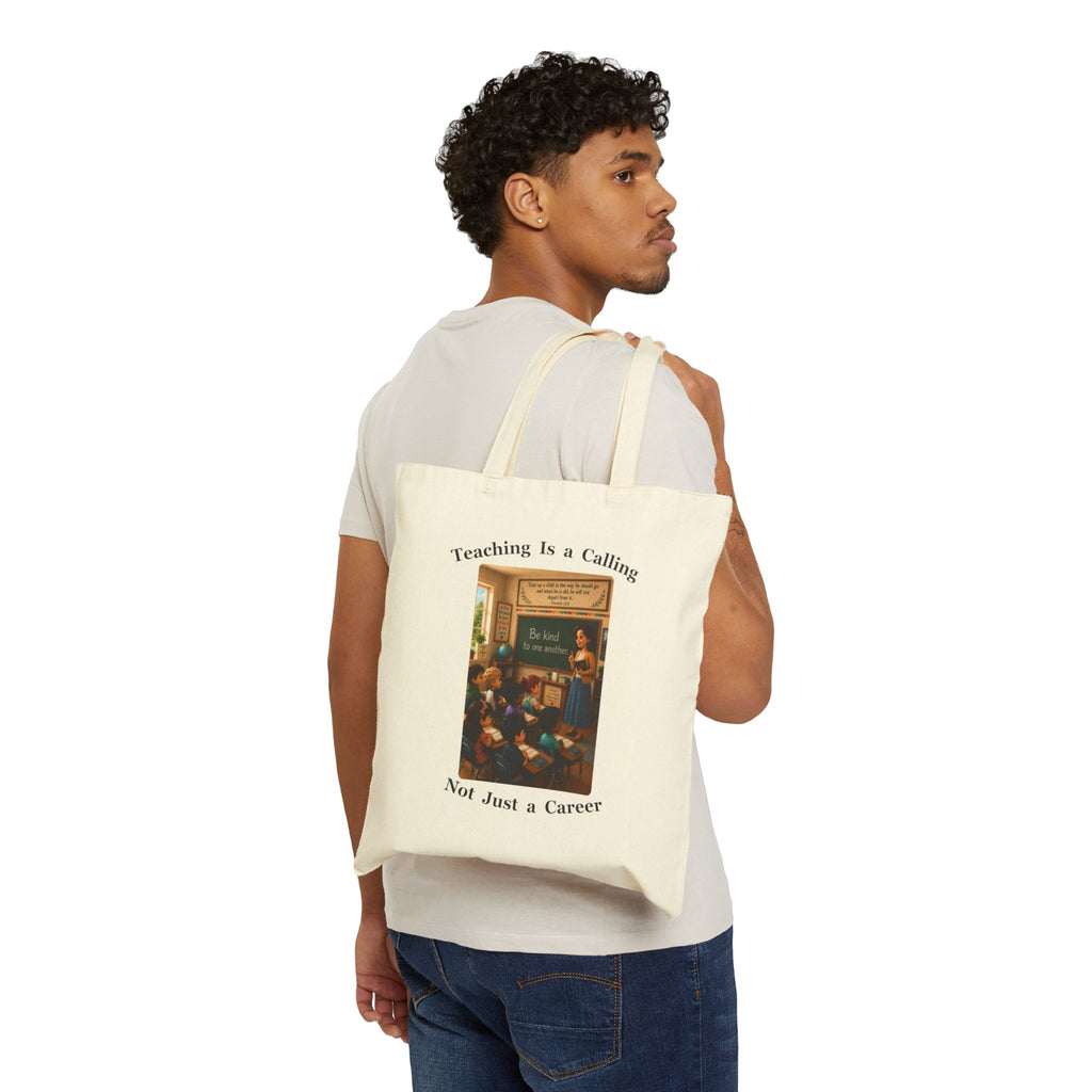 Teaching Is a Calling, Not Just a Career – Christian Teacher Natural Canvas Tote Bag