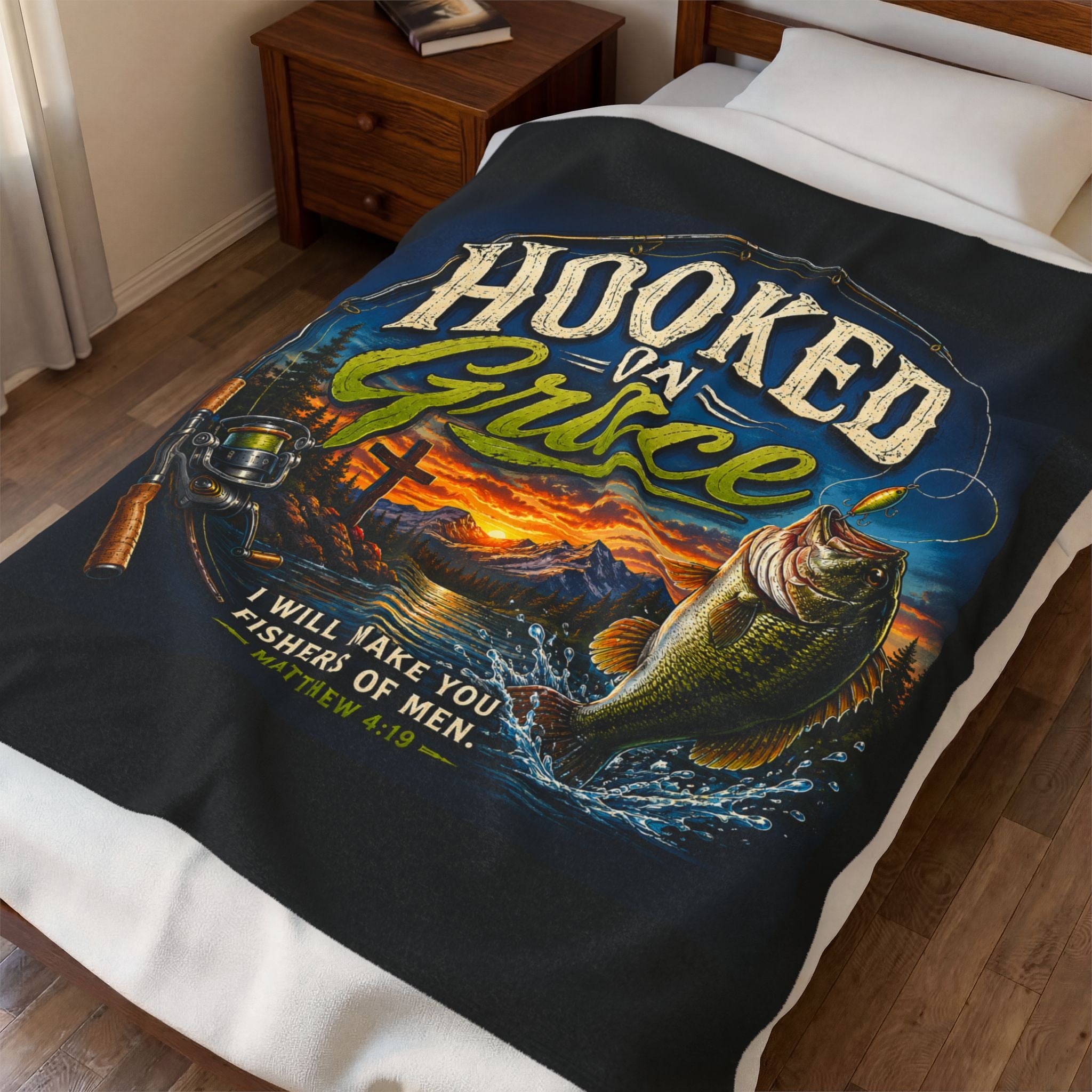 Hooked on Grace Christian Sherpa Fleece Blanket