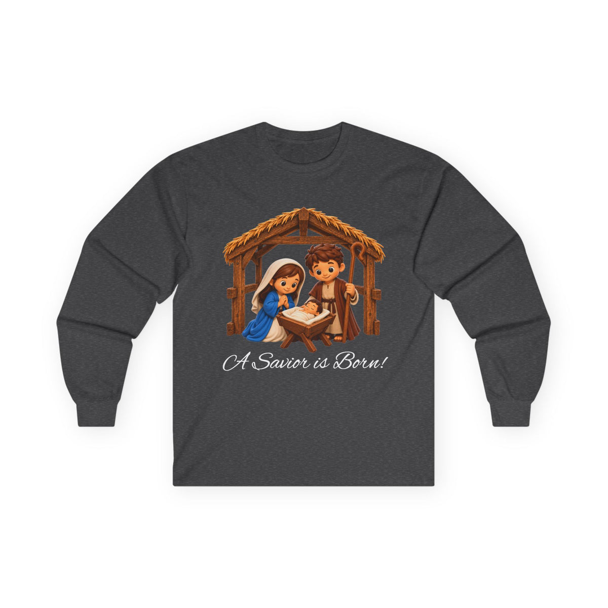 A Savior Is Born Nativity Christian Christmas Ultra Cotton Long Sleeve Tee