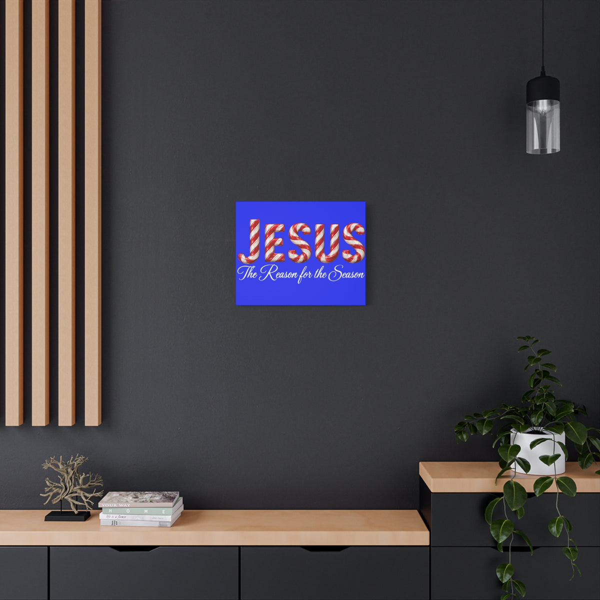 Jesus The Reason for the Season Christmas Wall Art – Candy Cane Christian Holiday Decor, Matte Canvas, Stretched, 1.25"