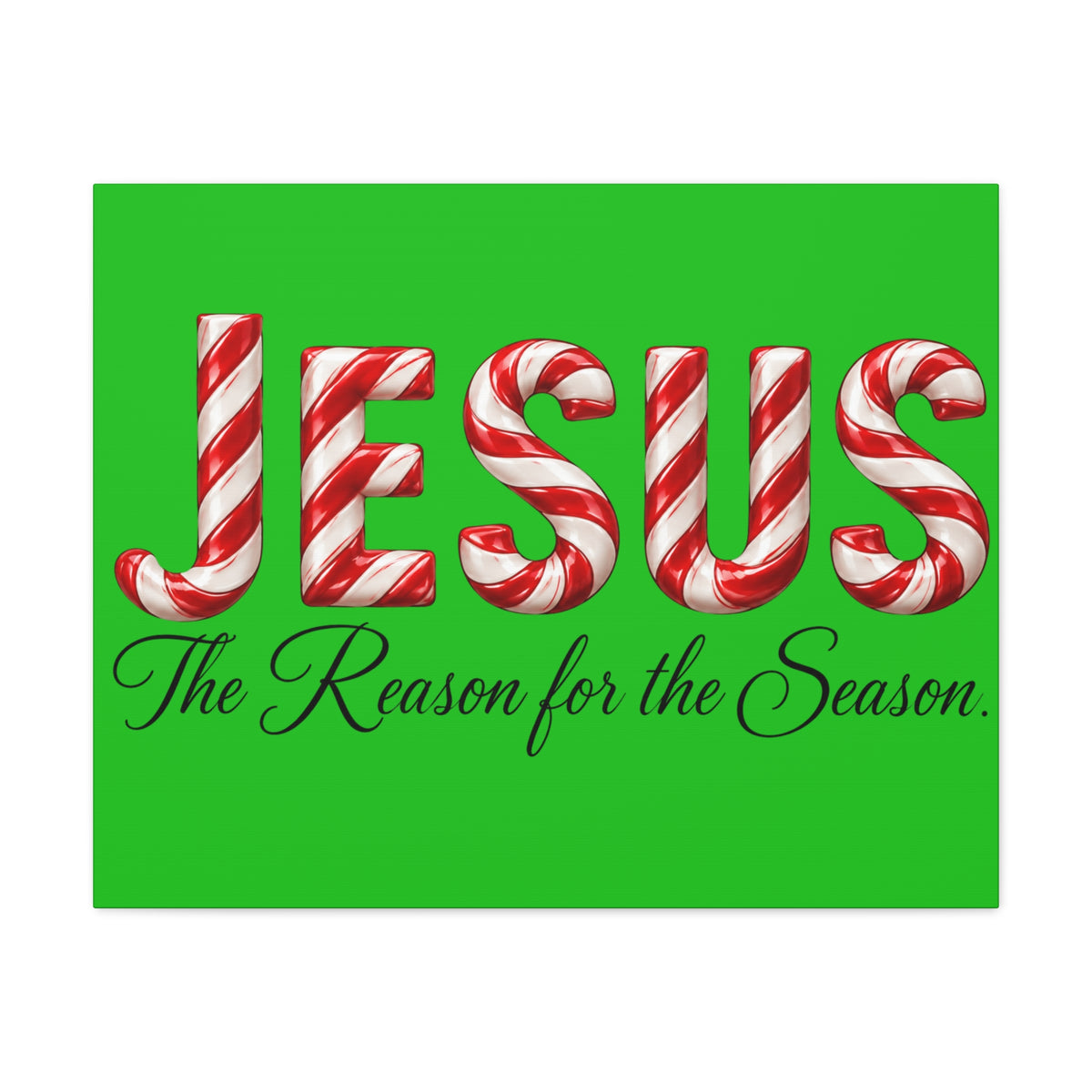 Jesus The Reason for the Season Christmas Wall Art – Candy Cane Christian Holiday Decor, Matte Canvas, Stretched, 1.25"