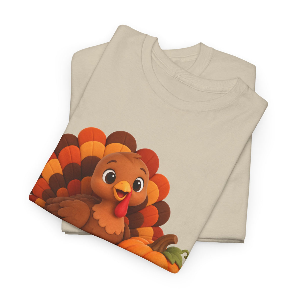 Be Thankful Thanksgiving Turkey & Pumpkin T-Shirt – Cute Fall Holiday Graphic Unisex Heavy Cotton Tee