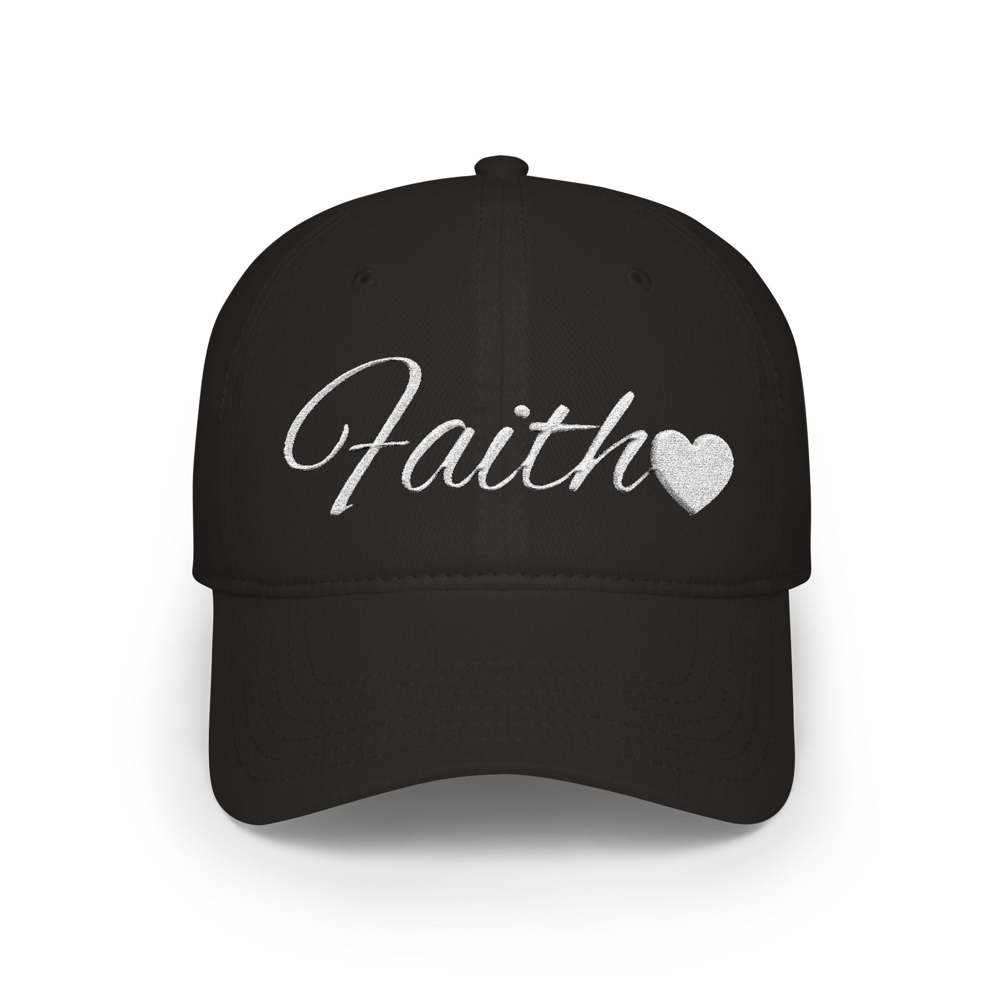 Faith Heart Embroidered Christian Cap – Inspirational Hat with White Script Design Low Profile Baseball Cap