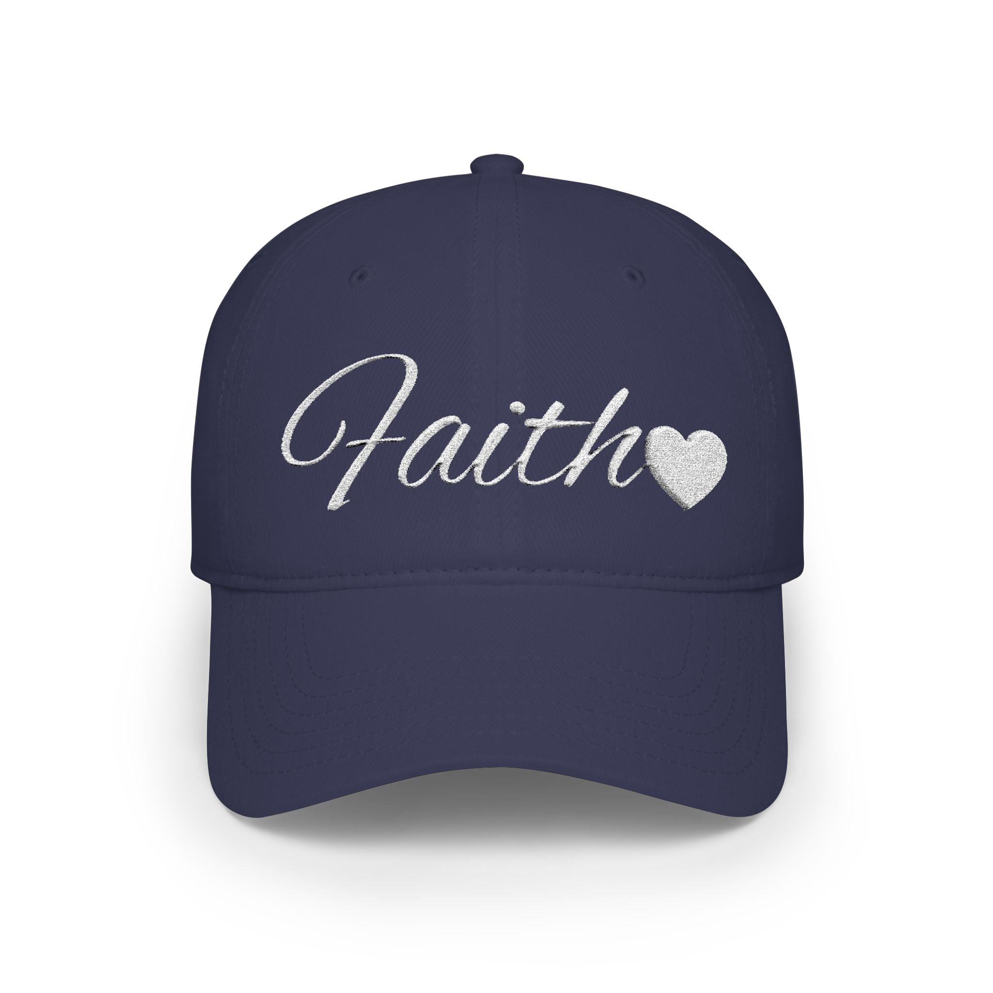 Faith Heart Embroidered Christian Cap – Inspirational Hat with White Script Design Low Profile Baseball Cap