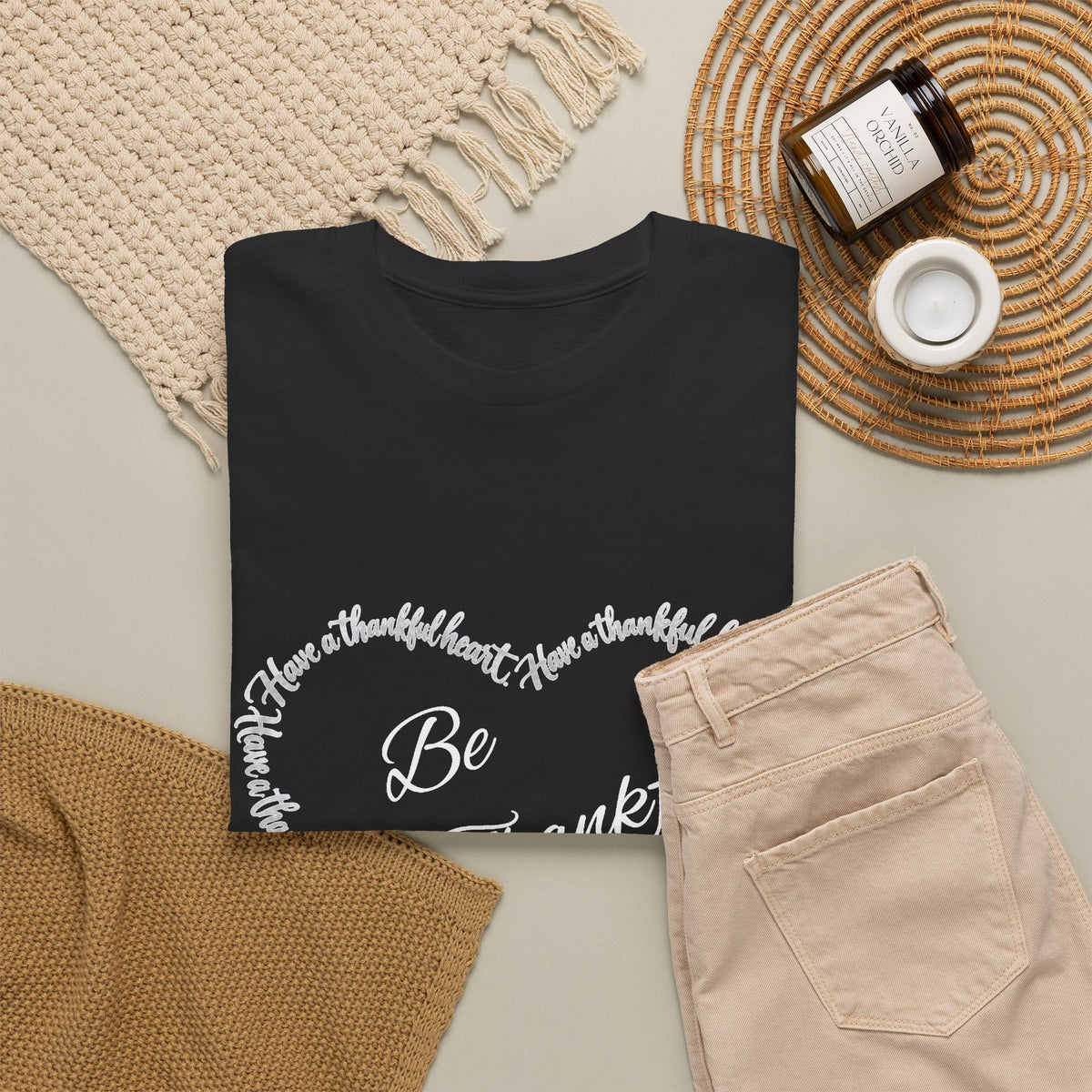 Be Thankful Heart T-Shirt – Inspirational Christian Gratitude Shirt – 1 Thessalonians 5:18-Unisex Heavy Cotton Tee