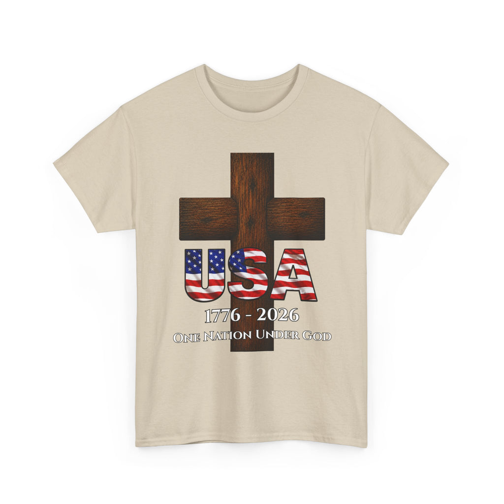 USA Cross 1776-2026 One Nation Under God Patriotic Christian T-Shirt