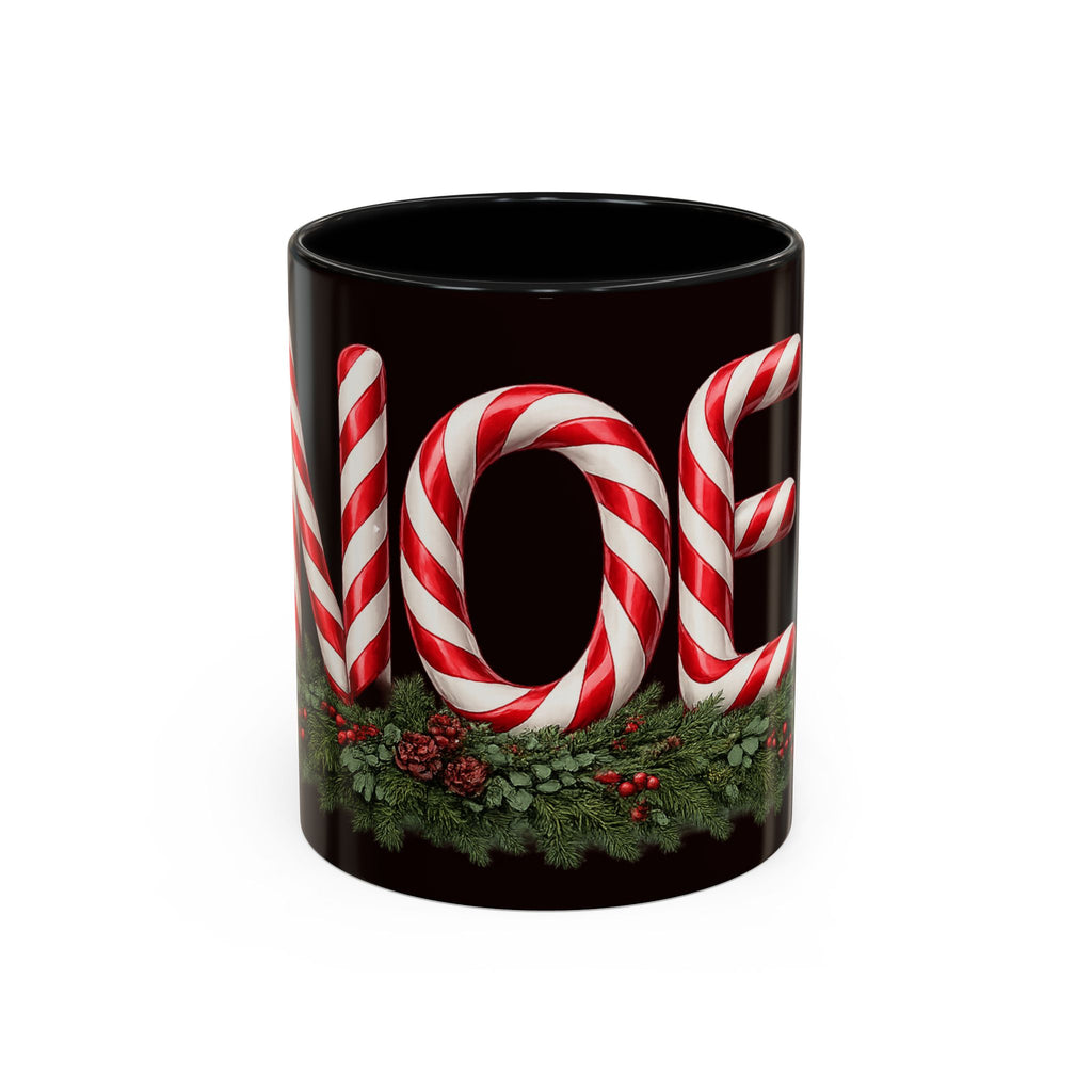 NOEL Candy Cane Christmas Mug – Festive Holiday Coffee Cup  (11, 15oz)