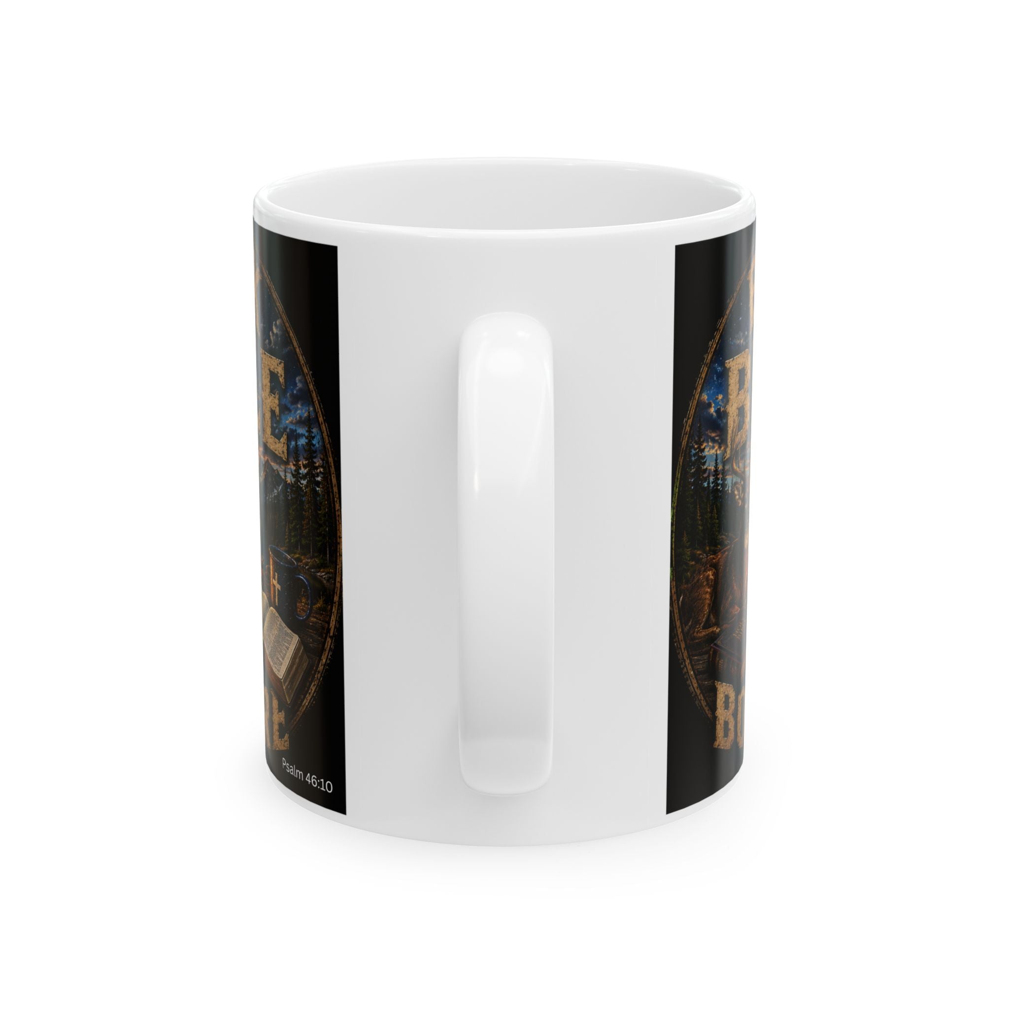 Buck Bible Bonfire Christian Coffee Mug – Faith Inspired Campfire Mug -Ceramic Mug, (11oz, 15oz)