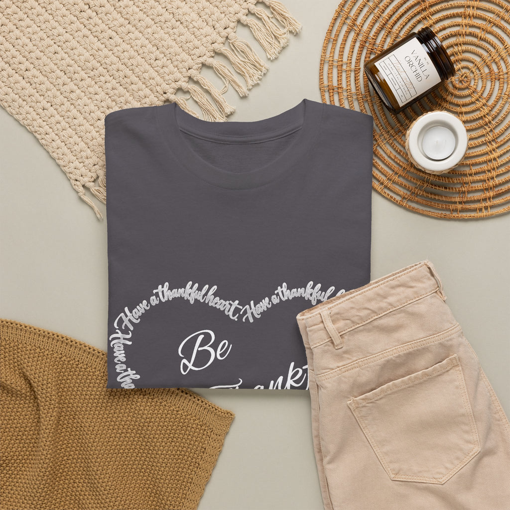 Be Thankful Heart T-Shirt – Inspirational Christian Gratitude Shirt – 1 Thessalonians 5:18-Unisex Heavy Cotton Tee