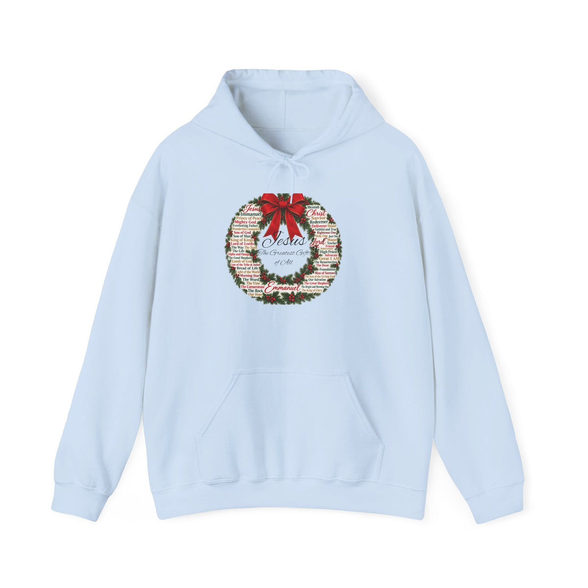 Names of Jesus Christmas Wreath Christian Heavy Blend™ Hooded Sweatshirt
