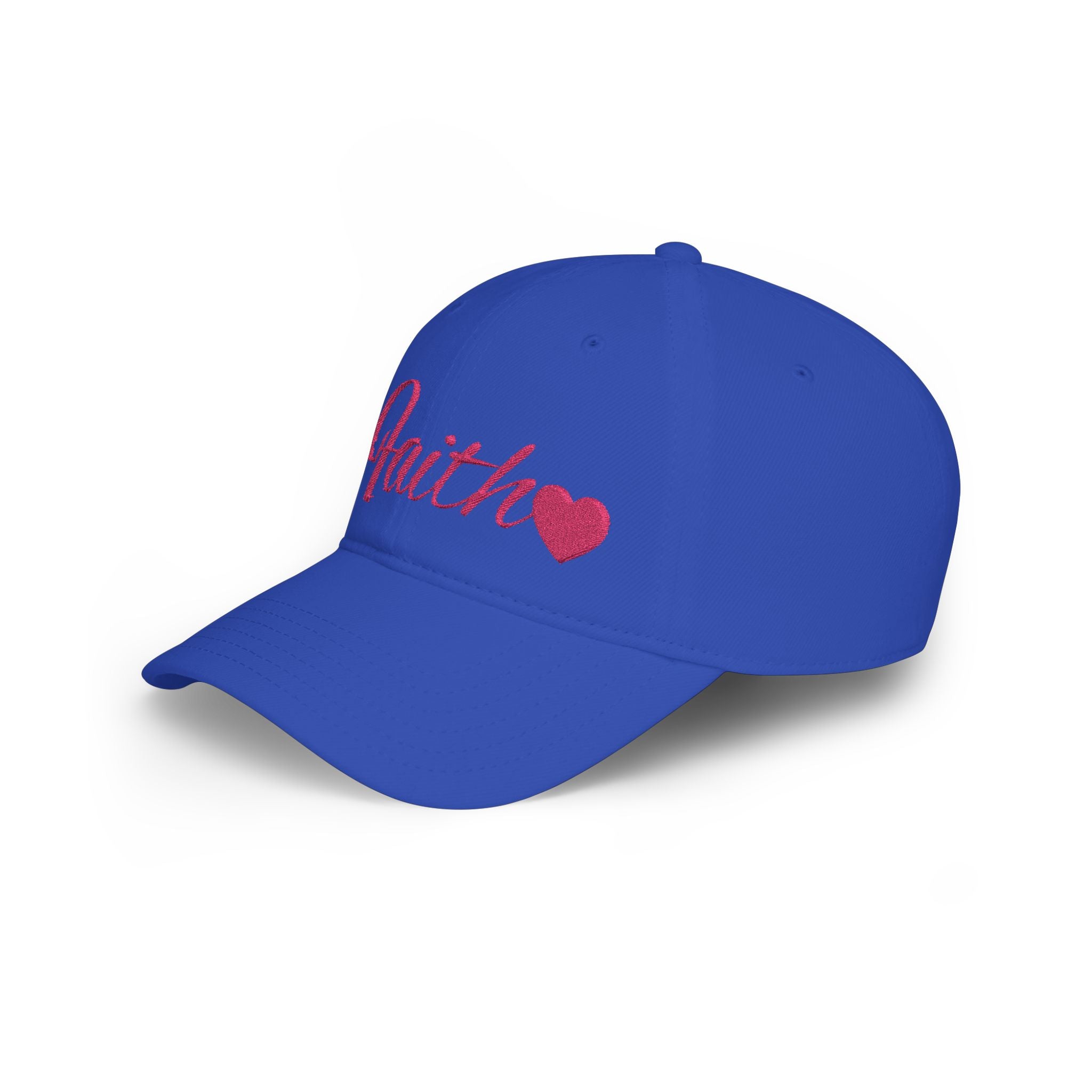 Faith Heart Embroidered Christian Cap – inspirational with Pink Script Design Low Profile Baseball Cap