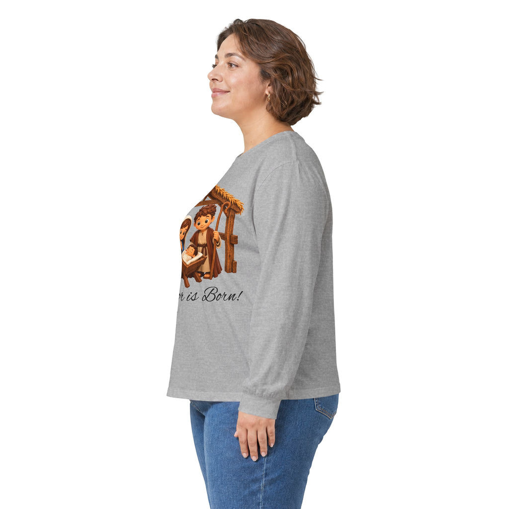 A Savior Is Born Nativity Christian Christmas Long Sleeve T-Shirt