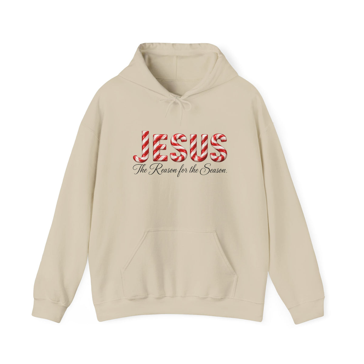 Jesus Is the Reason for the Season – Candy Cane Christmas Christian Hoodie-Unisex Heavy Blend™ Hooded Sweatshirt