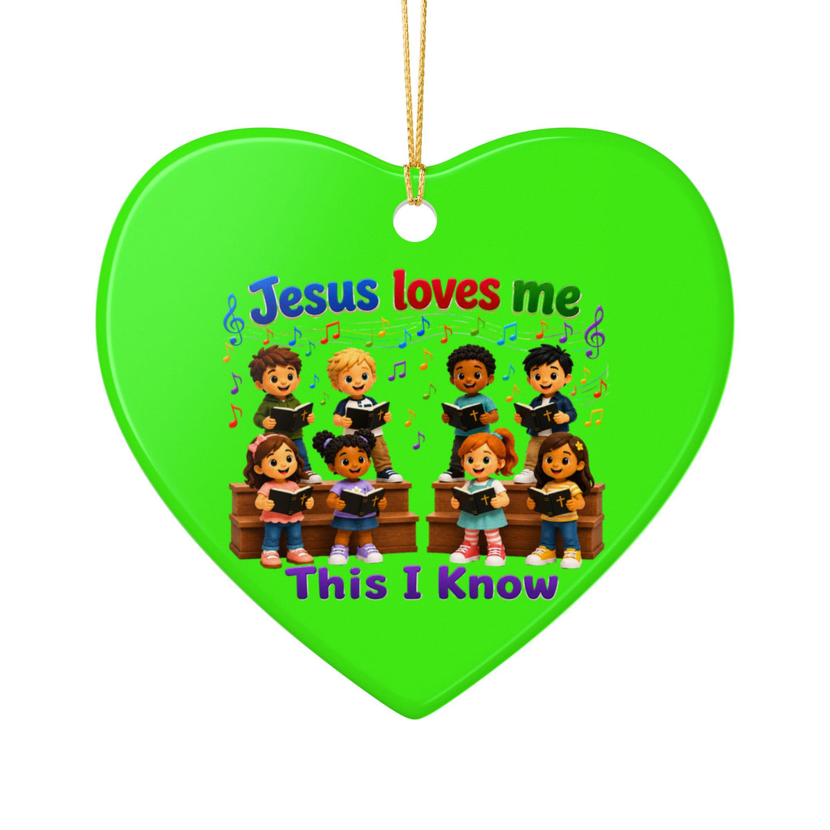 Jesus Loves Me, This I Know Ceramic Christmas Ornament, (1pc)