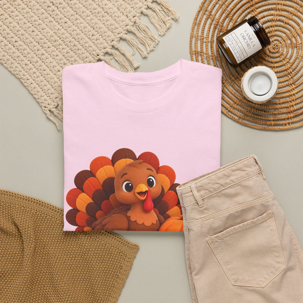 Be Thankful Thanksgiving Turkey & Pumpkin T-Shirt – Cute Fall Holiday Graphic Unisex Heavy Cotton Tee