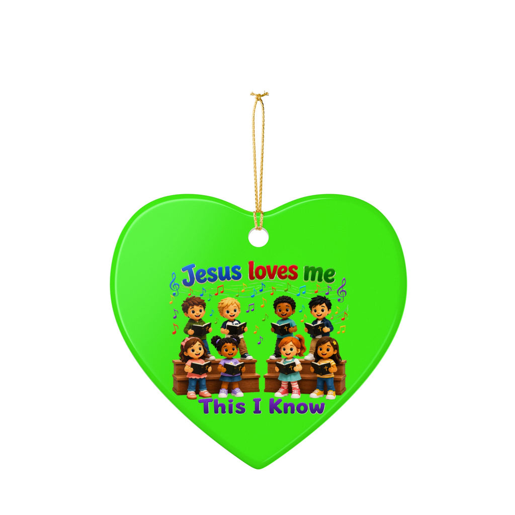 Jesus Loves Me, This I Know Ceramic Christmas Ornament, (1pc)