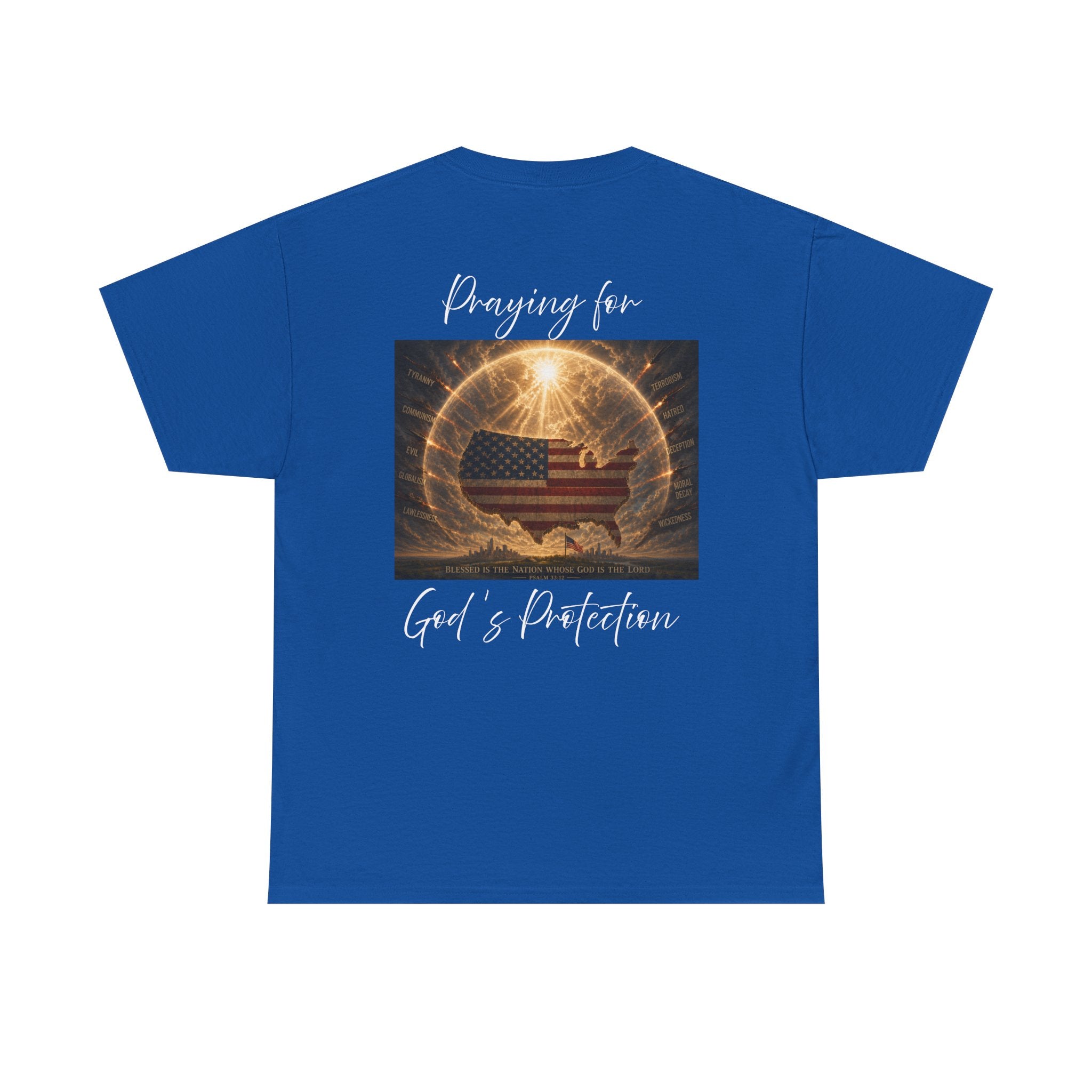 Praying for God’s Protection – Faith-Based American T-Shirt Unisex Heavy Cotton Tee