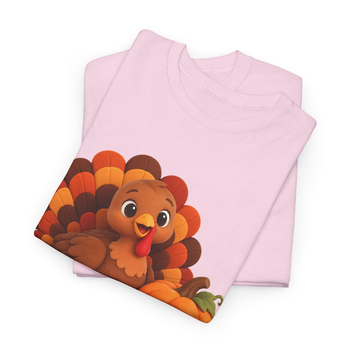 Be Thankful Thanksgiving Turkey & Pumpkin T-Shirt – Cute Fall Holiday Graphic Unisex Heavy Cotton Tee