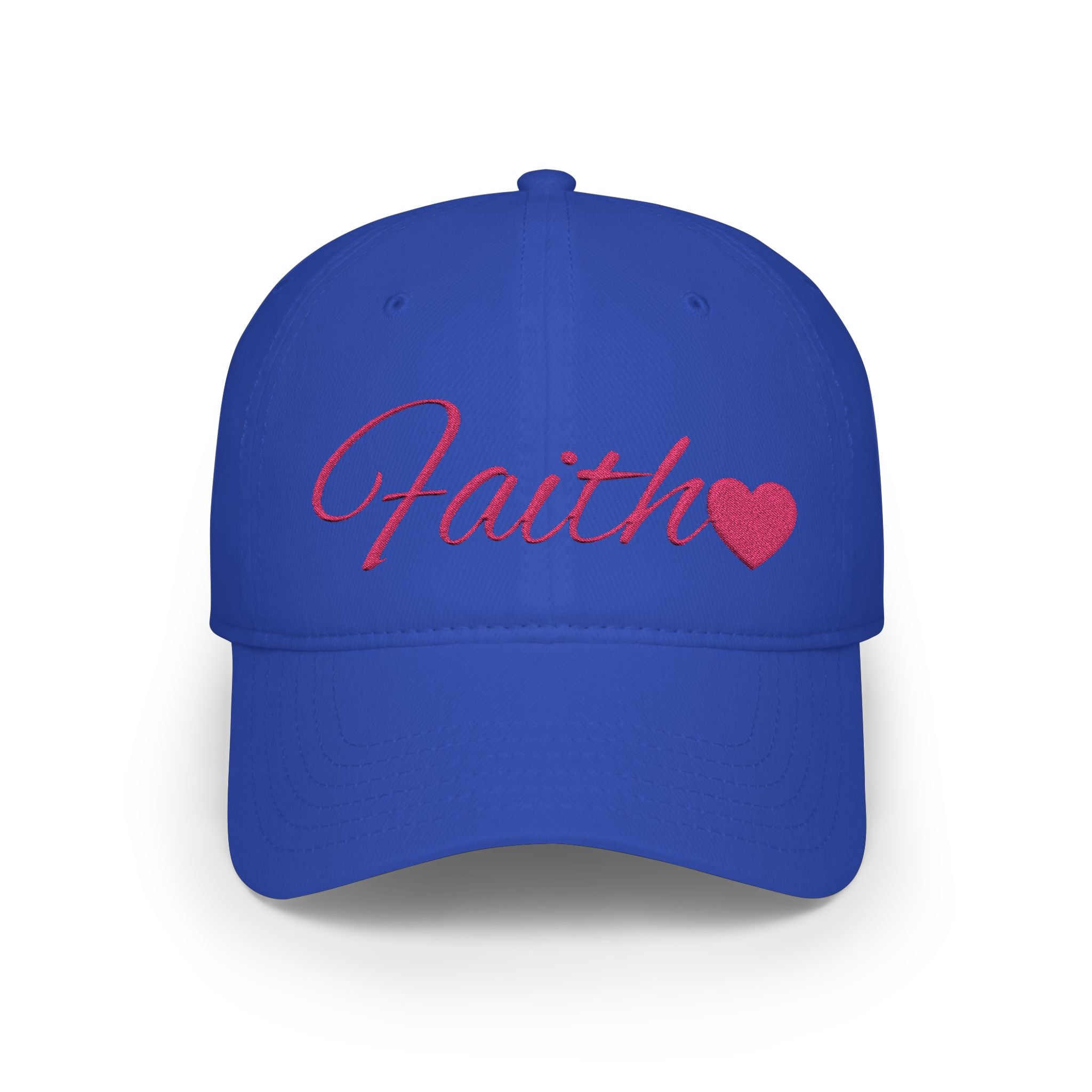 Faith Heart Embroidered Christian Cap – inspirational with Pink Script Design Low Profile Baseball Cap