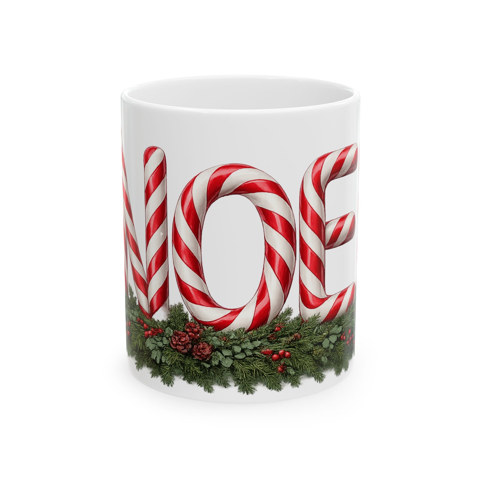NOEL Candy Cane Christmas Mug – Festive Holiday Coffee Ceramic Mug, (11oz, 15oz)