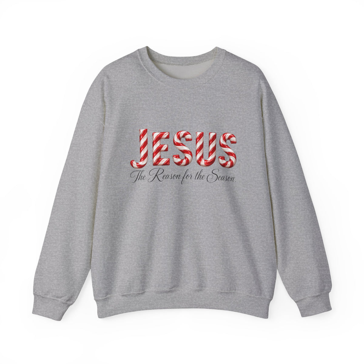 Jesus Is the Reason for the Season – Candy Cane Christmas Sweatshirt-Unisex Heavy Blend™ Crewneck Sweatshirt