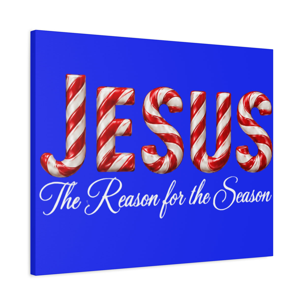 Jesus The Reason for the Season Christmas Wall Art – Candy Cane Christian Holiday Decor, Matte Canvas, Stretched, 1.25"