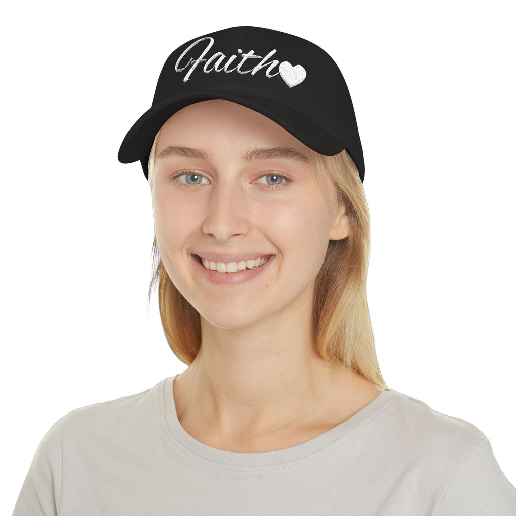 Faith Heart Embroidered Christian Cap – Inspirational Hat with White Script Design Low Profile Baseball Cap