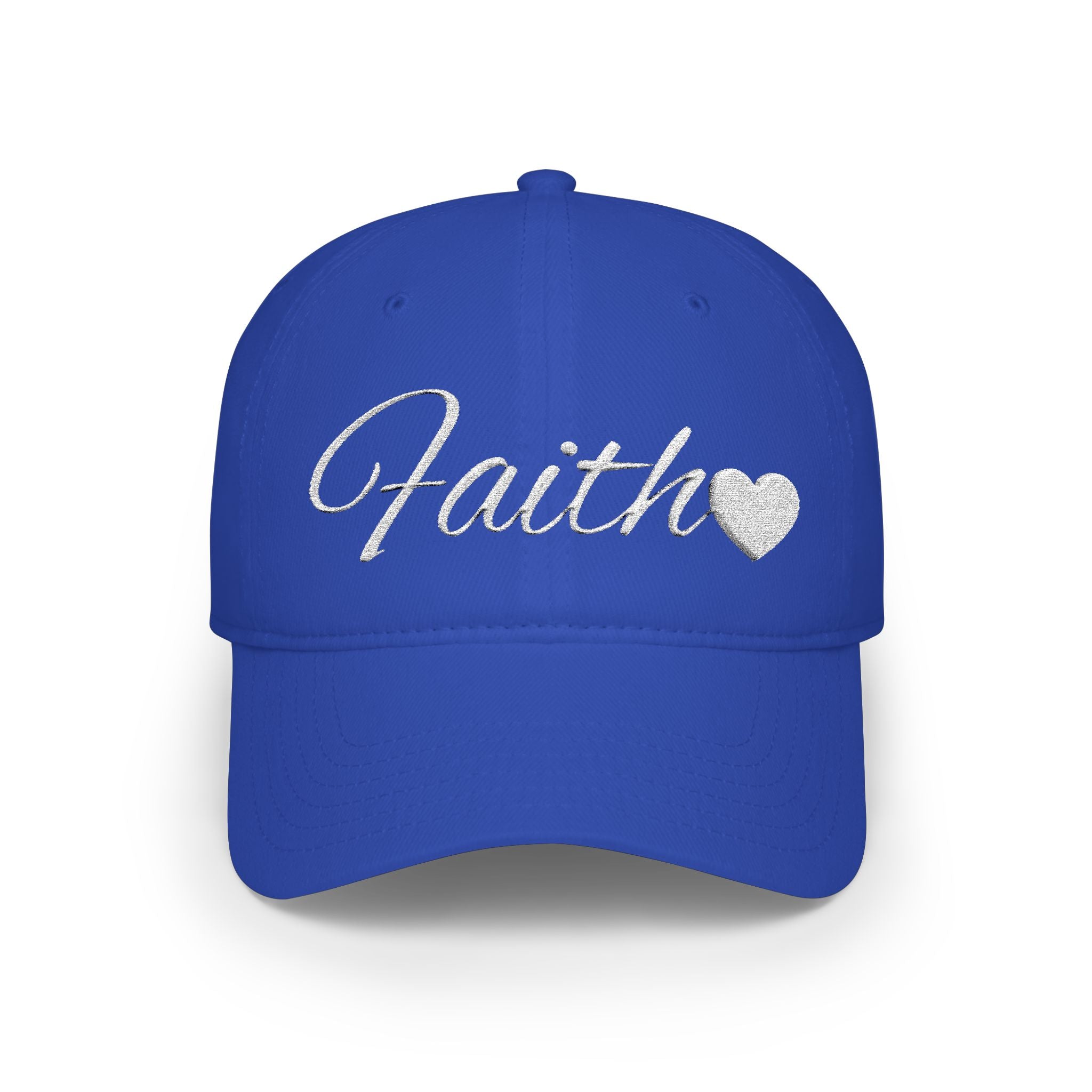 Faith Heart Embroidered Christian Cap – Inspirational Hat with White Script Design Low Profile Baseball Cap