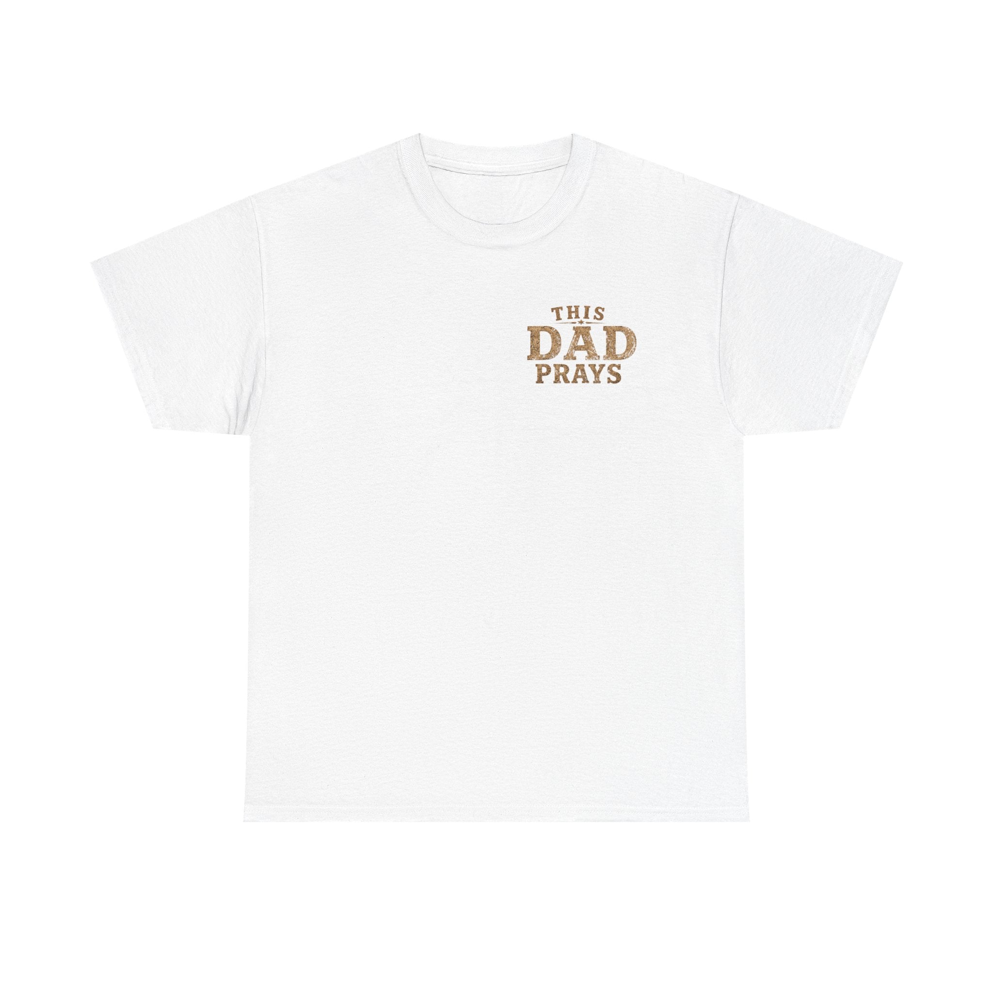 This Dad Prays Christian Outdoors T-Shirt – Faith, Family & Wilderness Sunset TeeUnisex Heavy Cotton Tee