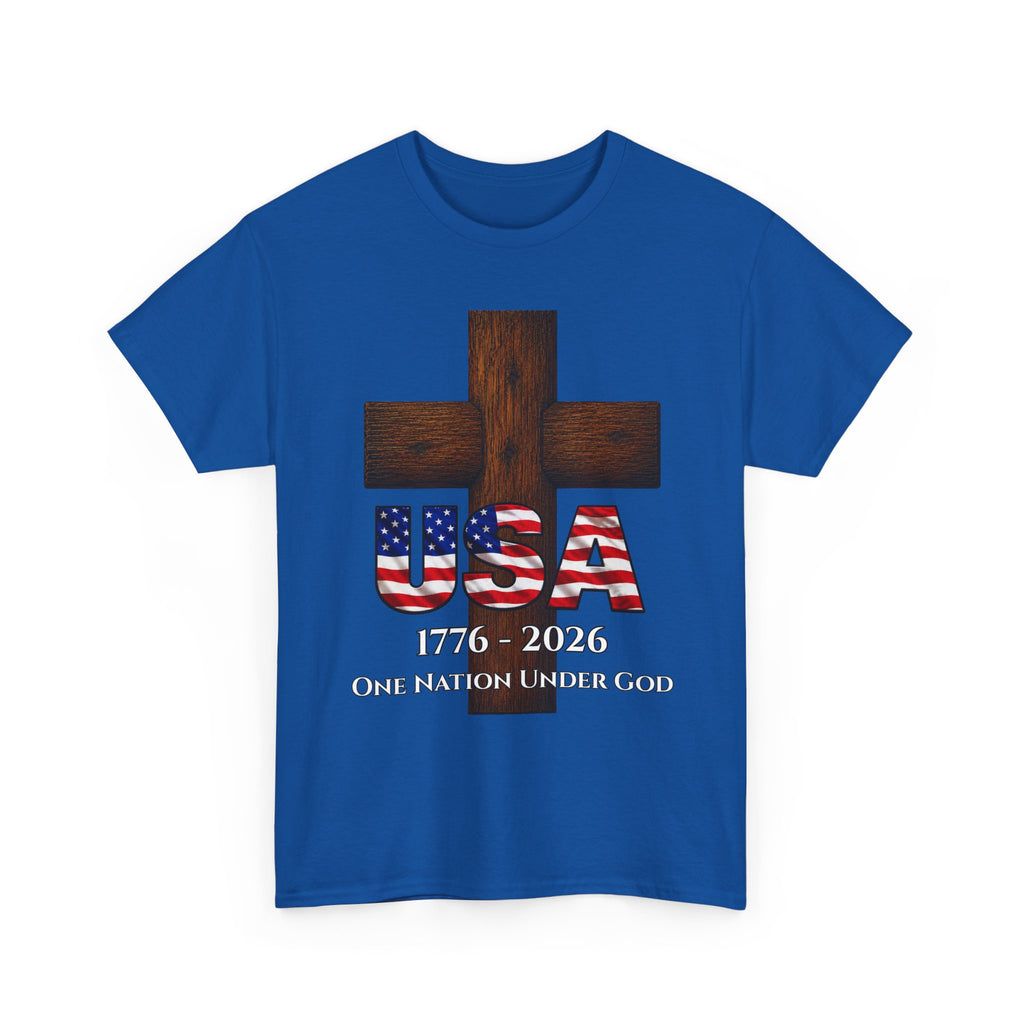 USA Cross 1776-2026 One Nation Under God Patriotic Christian T-Shirt