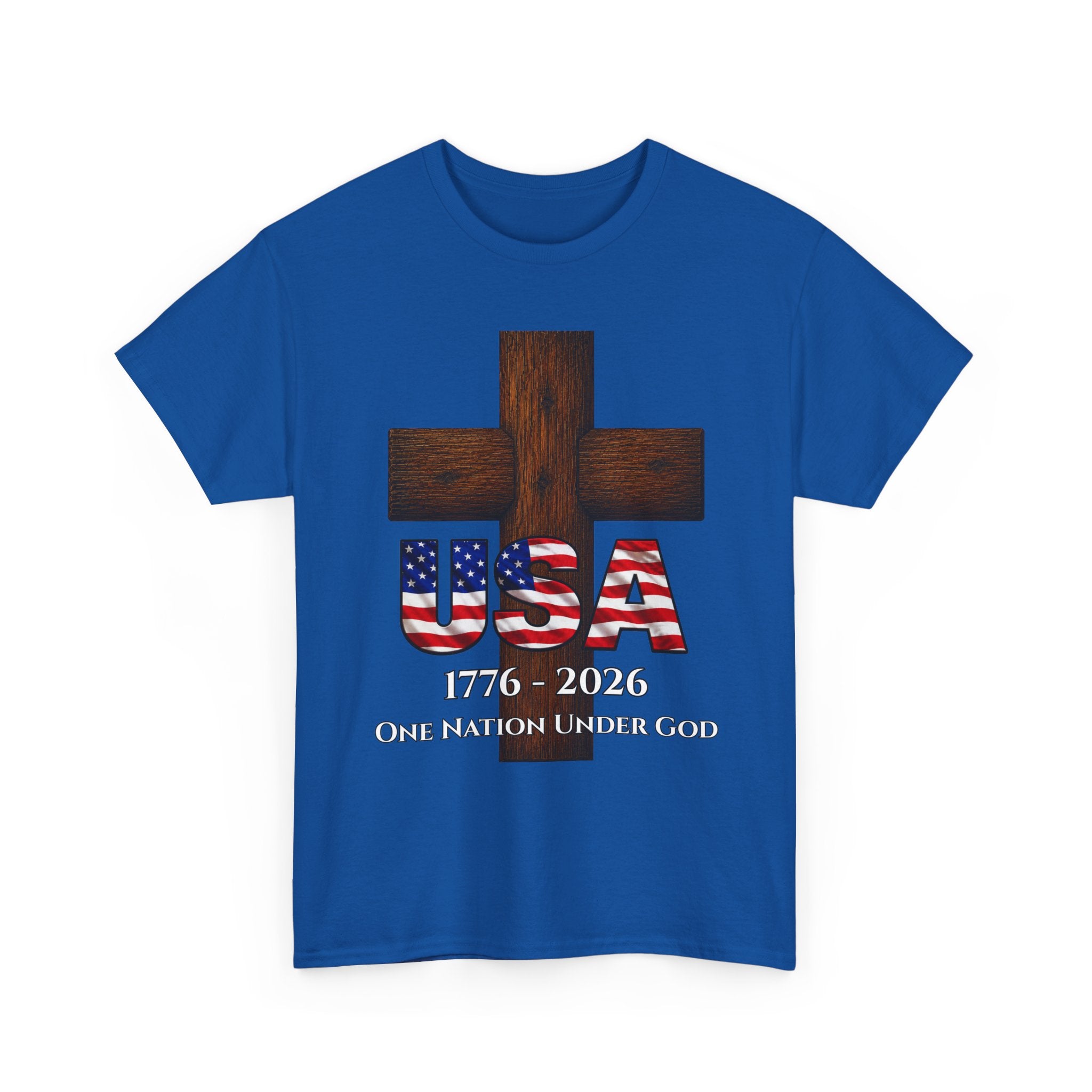 USA Cross 1776-2026 One Nation Under God Patriotic Christian T-Shirt