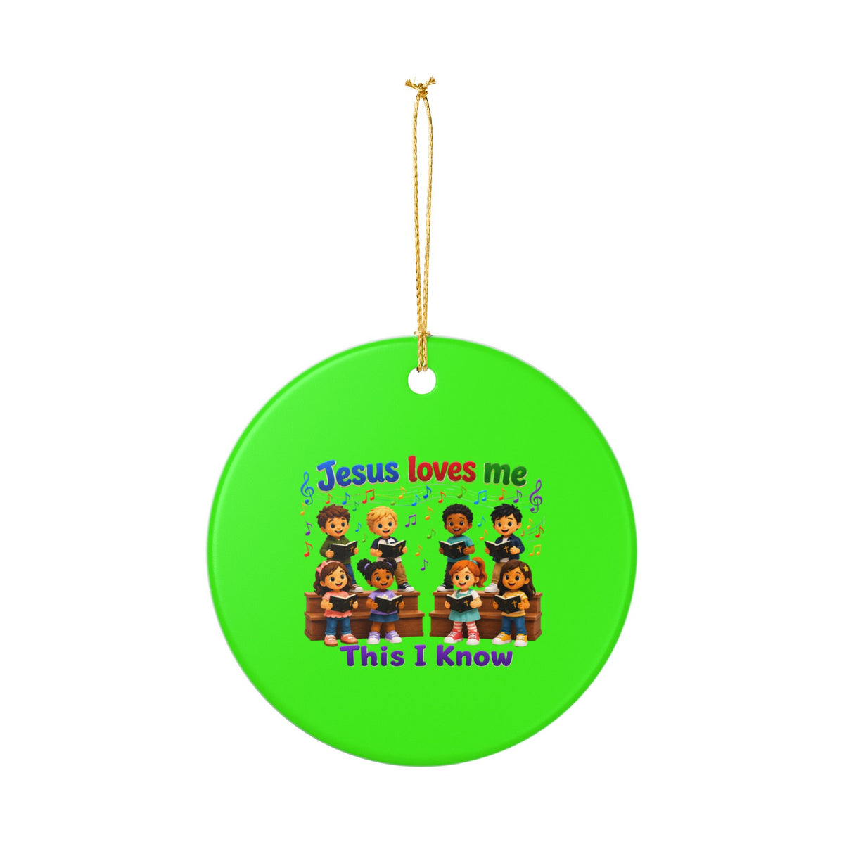 Jesus Loves Me, This I Know Ceramic Christmas Ornament, (1pc)
