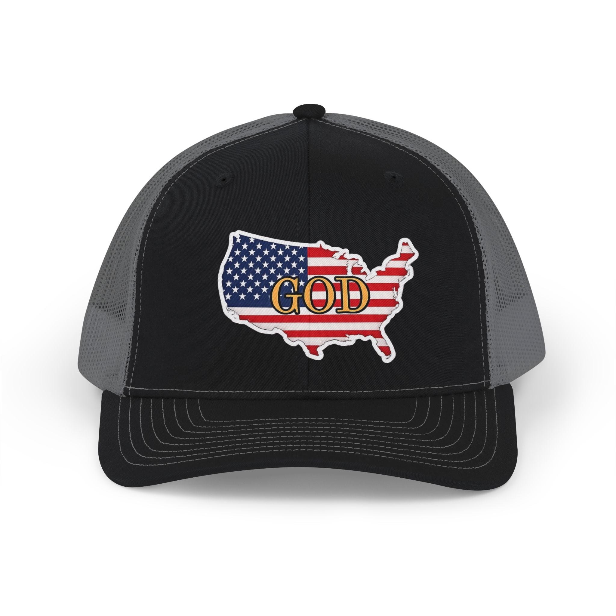 Faith Over Nation “G.O.D.” USA Flag Hat – Psalm 33:12 Christian Trucker Cap