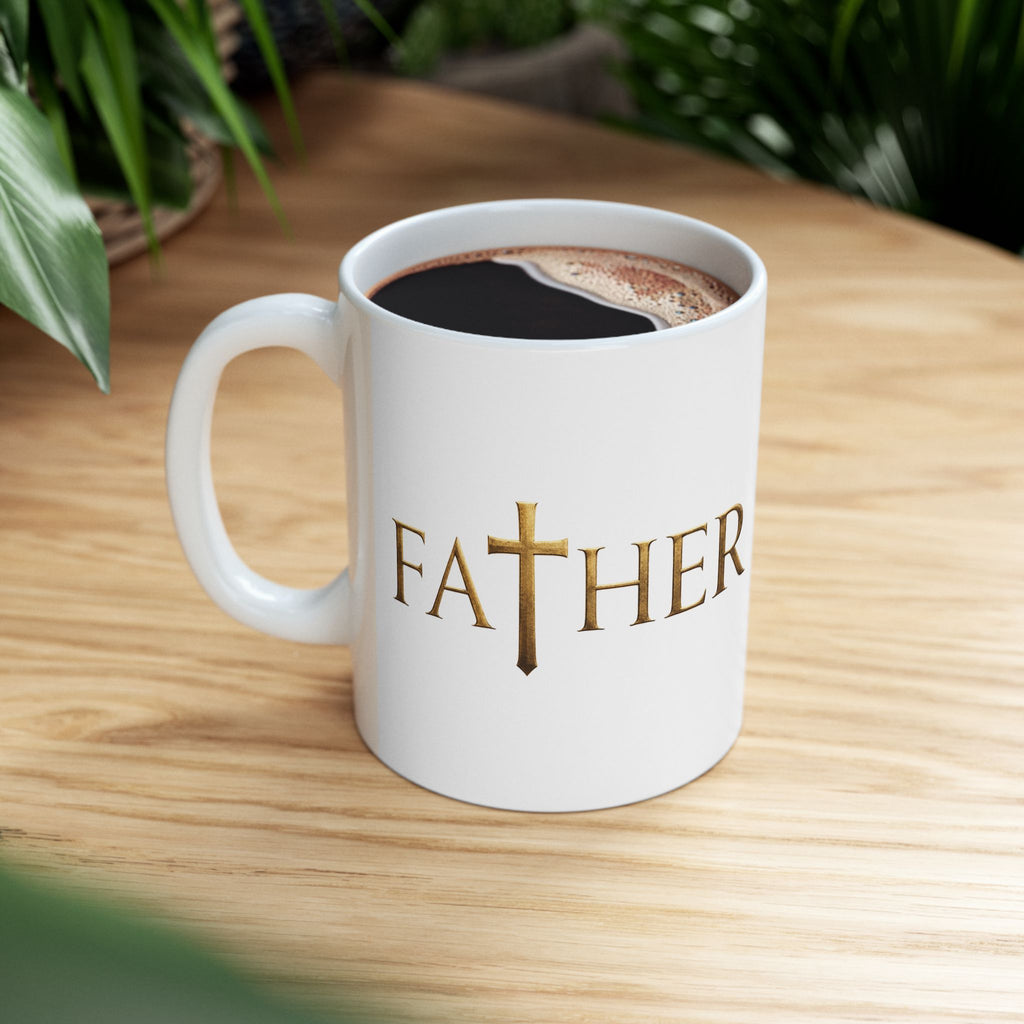 Faith Christian Cross Minimalist Inspirational Design Ceramic Mug, (11oz, 15oz)