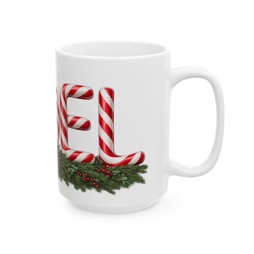 NOEL Candy Cane Christmas Mug – Festive Holiday Coffee Ceramic Mug, (11oz, 15oz)
