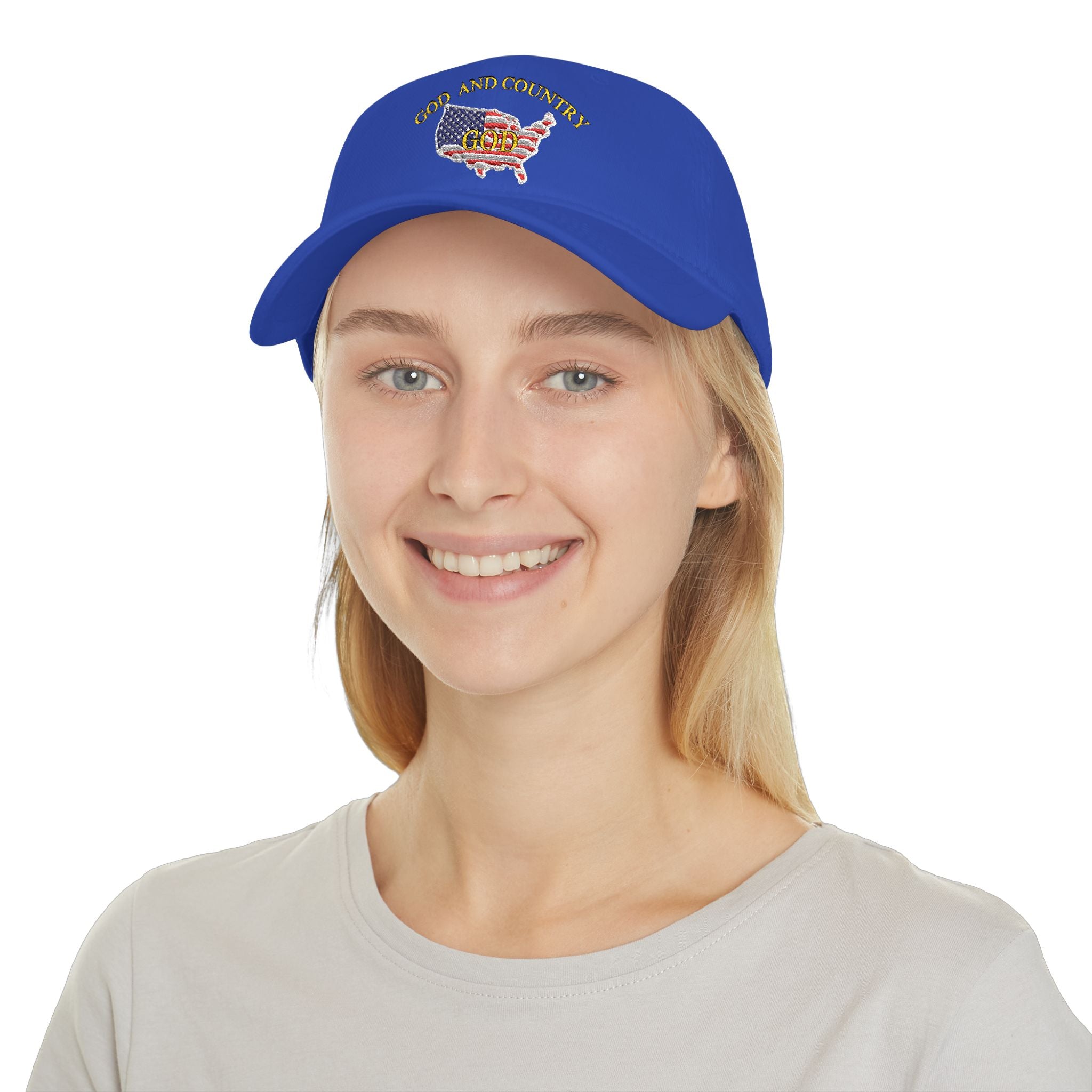 God and Country Embroidered Patriotic Christian Hat – USA Flag Faith Low Profile Baseball Cap