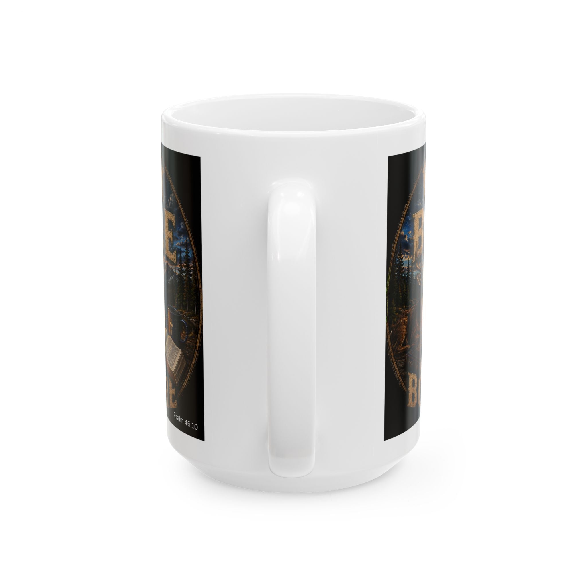 Buck Bible Bonfire Christian Coffee Mug – Faith Inspired Campfire Mug -Ceramic Mug, (11oz, 15oz)