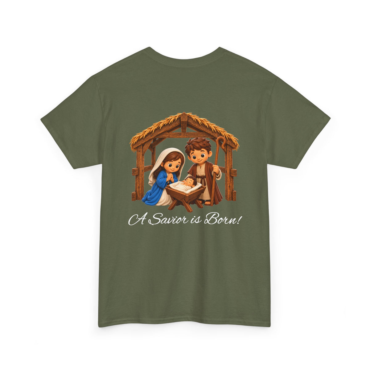 A Savior Is Born Nativity Christmas Heavy Cotton Tee