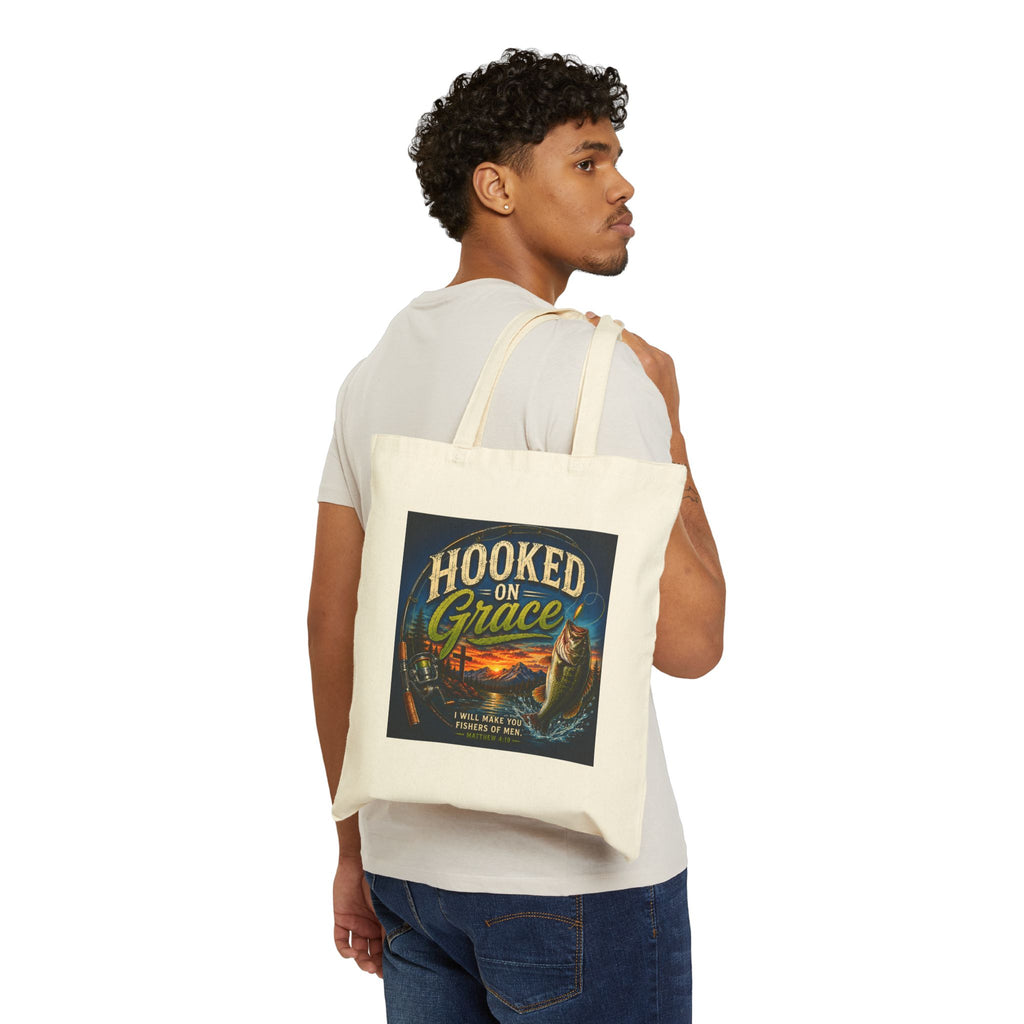 Hooked on Grace Christian Tote Bag