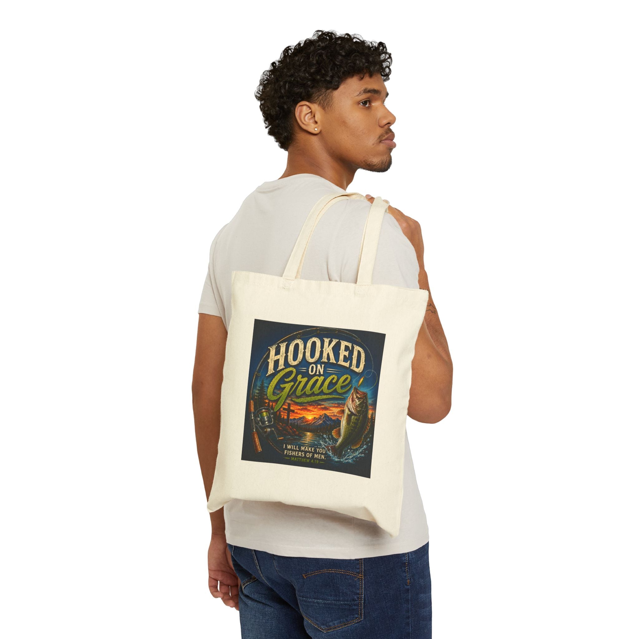 Hooked on Grace Christian Tote Bag