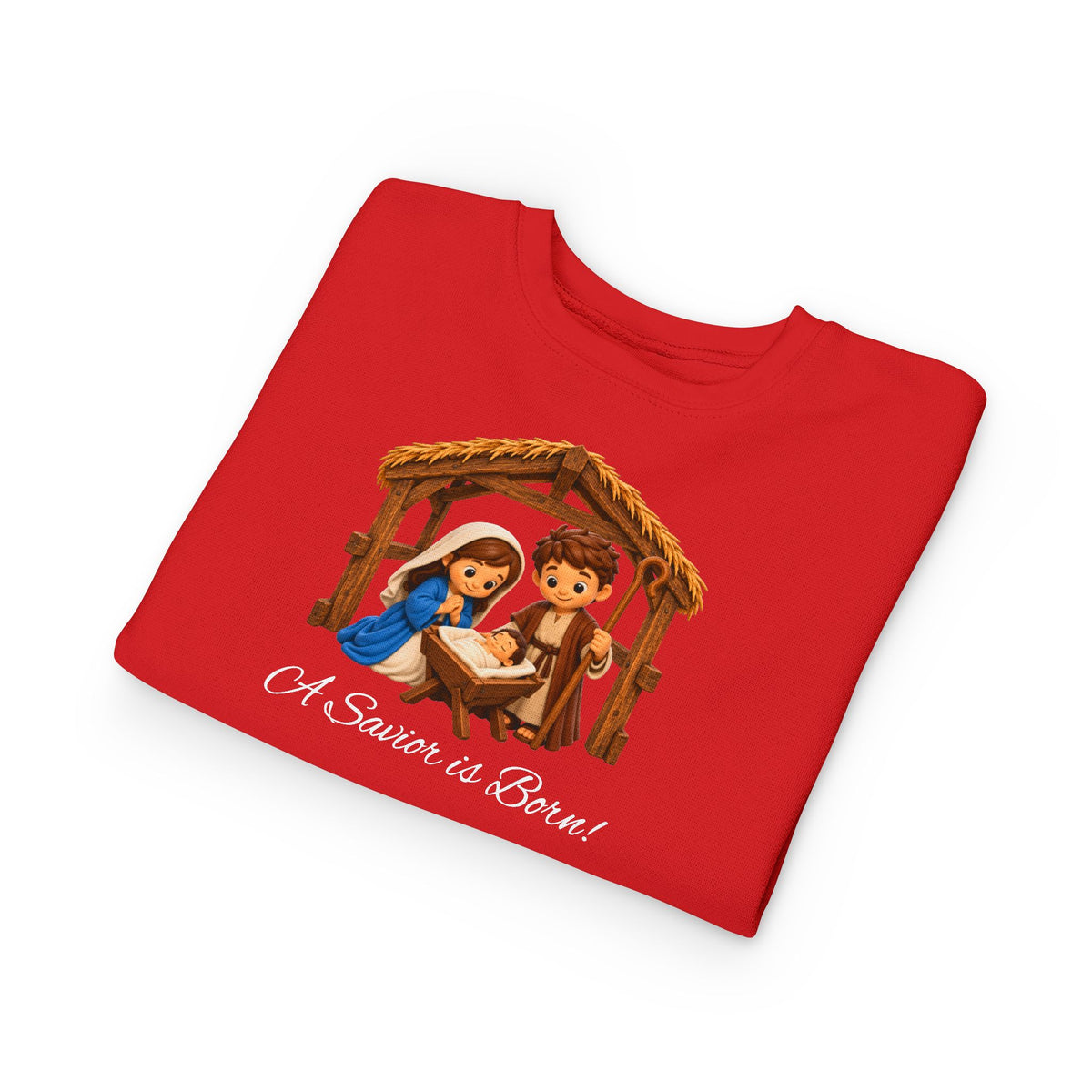 A Savior Is Born Kids Christmas – Nativity Christian Shirt Toddler Sweatshirt