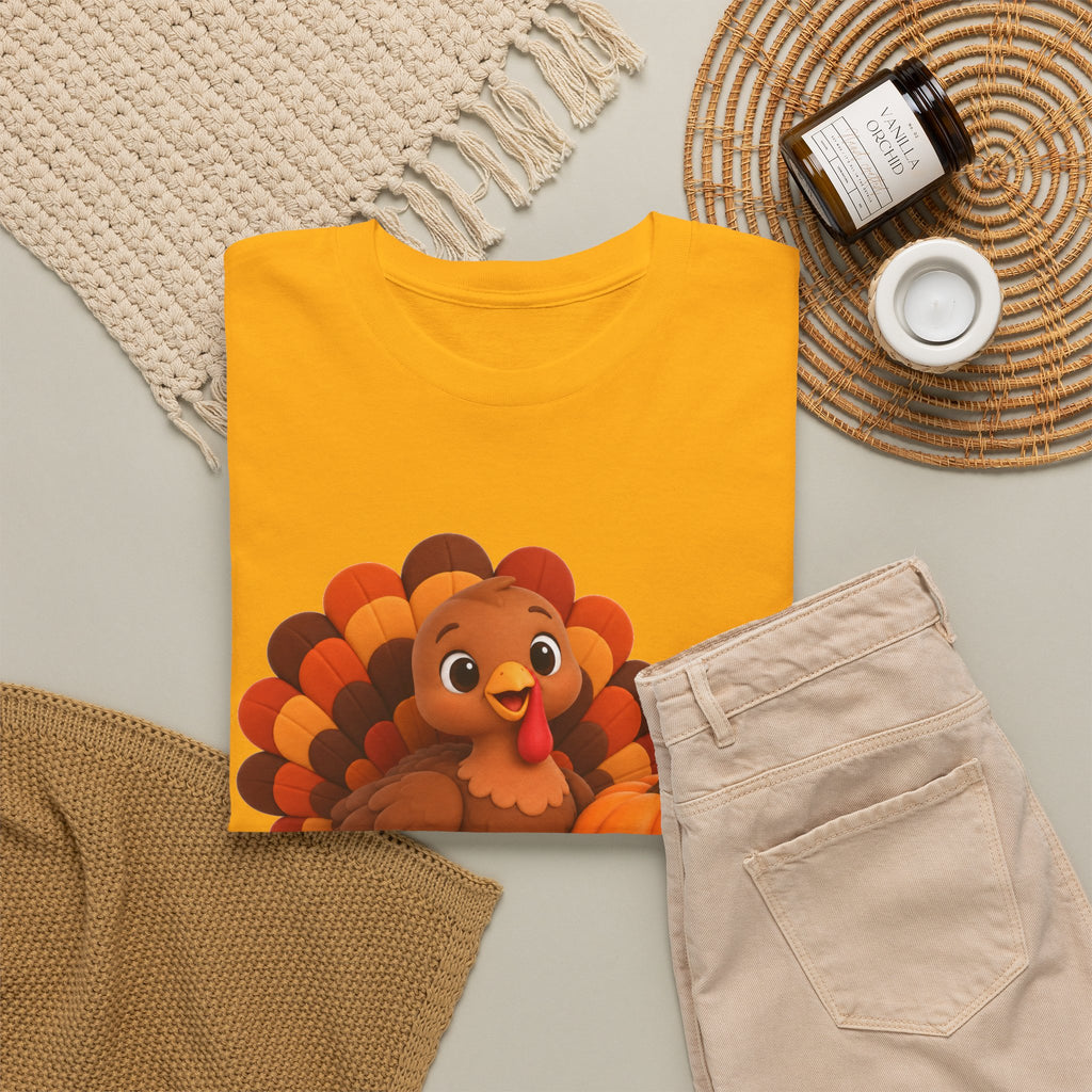 Be Thankful Thanksgiving Turkey & Pumpkin T-Shirt – Cute Fall Holiday Graphic Unisex Heavy Cotton Tee