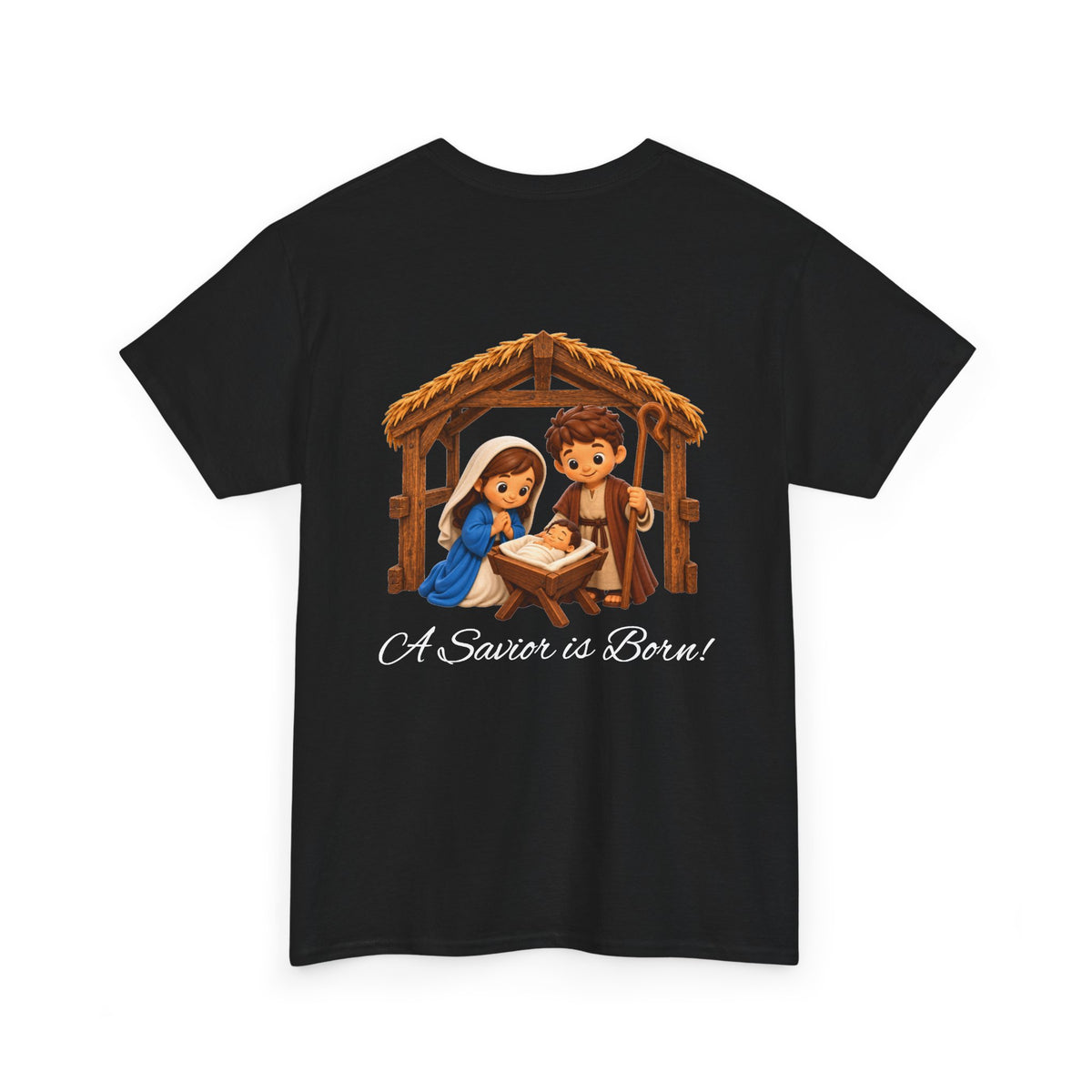 A Savior Is Born Nativity Christmas Heavy Cotton Tee