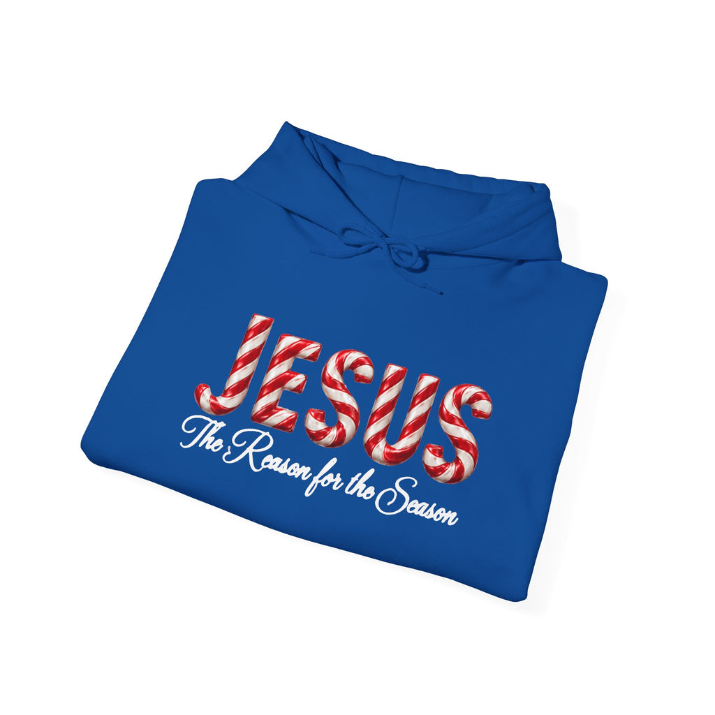 Jesus Is the Reason for the Season – Candy Cane Christmas Christian Hoodie-Unisex Heavy Blend™ Hooded Sweatshirt