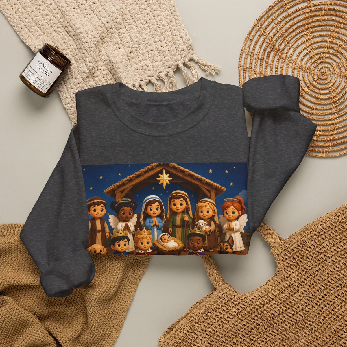 A Savior Is Born Nativity Christmas Sweatshirt – Christian Faith Holiday Heavy Blend™ Crewneck Sweatshirt