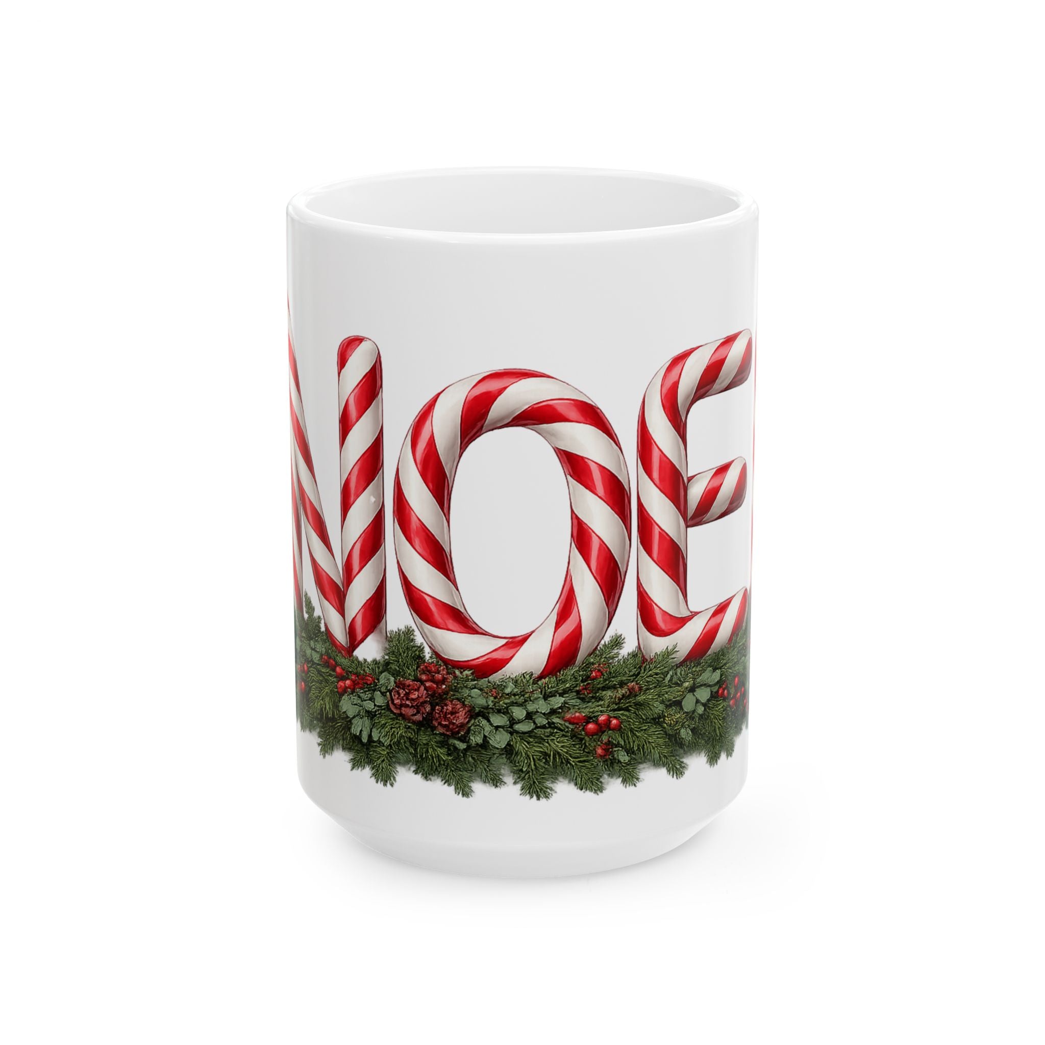 NOEL Candy Cane Christmas Mug – Festive Holiday Coffee Ceramic Mug, (11oz, 15oz)