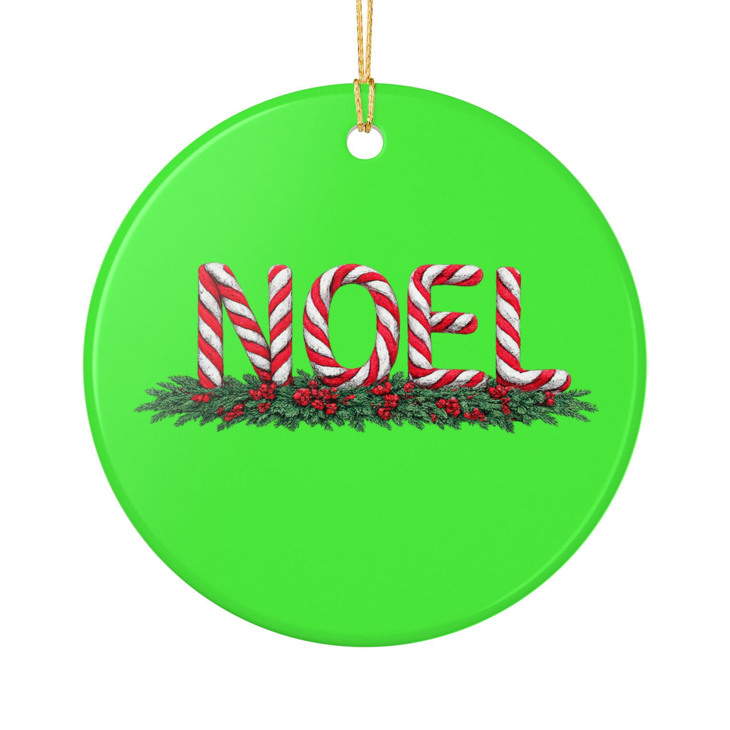 Candy Cane Noel Ceramic Decoration Ornament, (1pc)