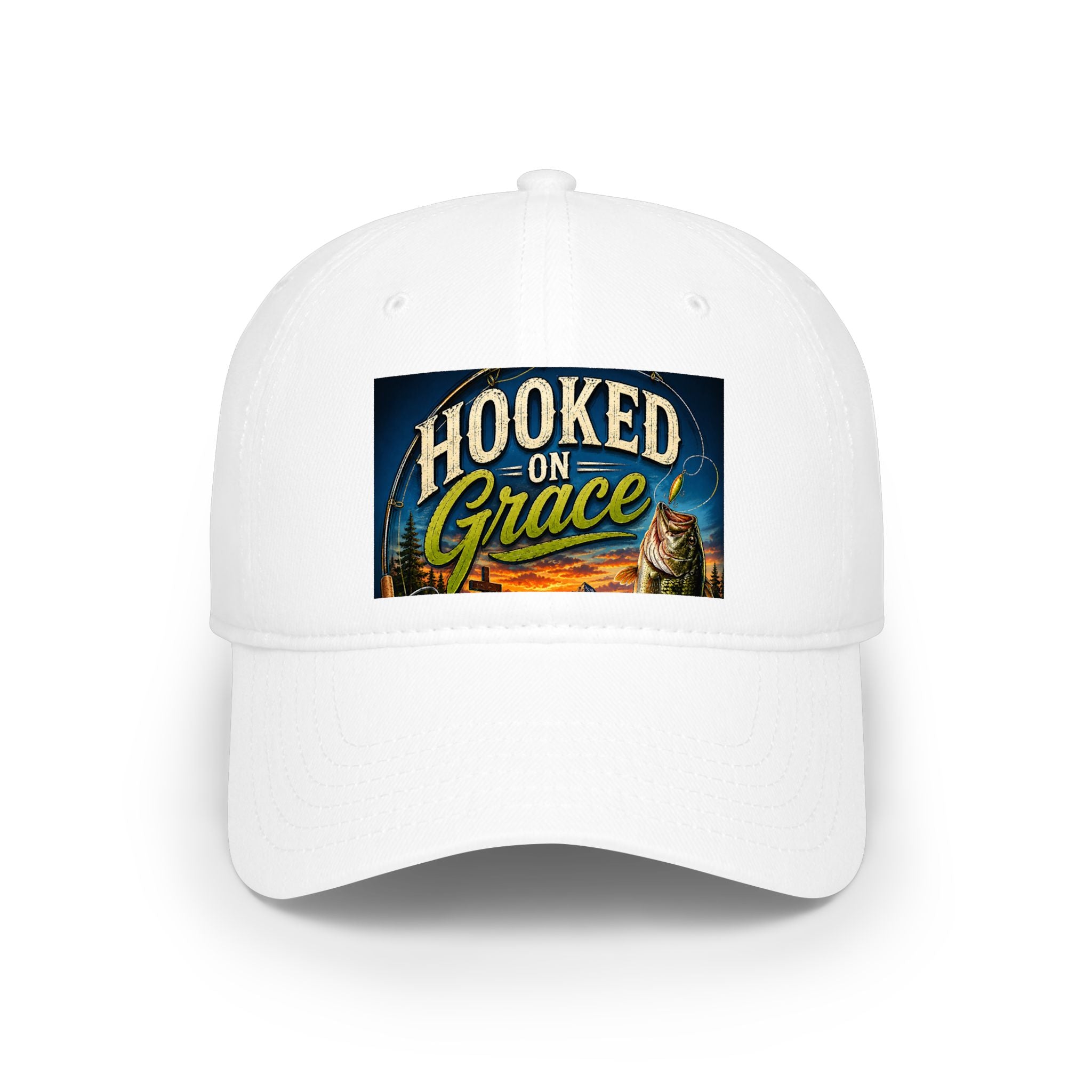 Hooked on Grace Low Profile Baseball Cap – Christian Faith Dad Hat