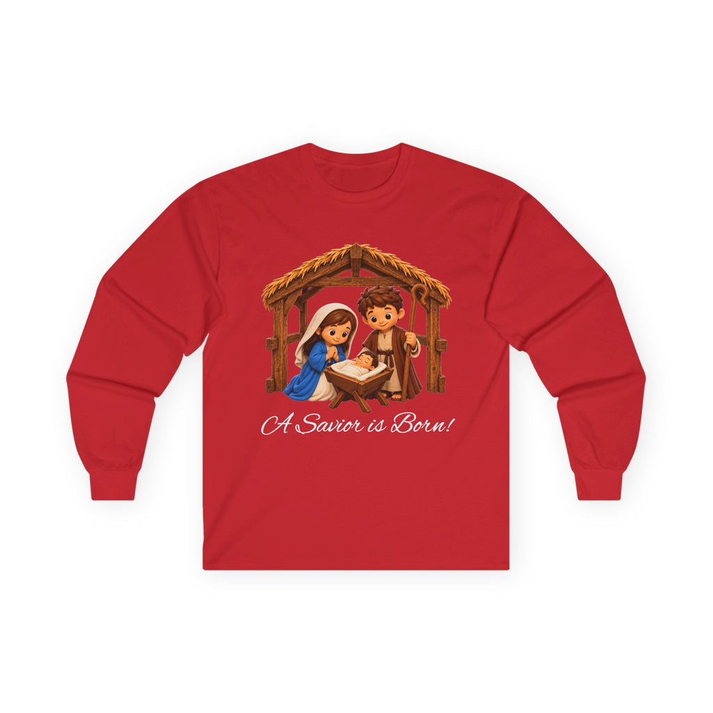 A Savior Is Born Nativity Christian Christmas Ultra Cotton Long Sleeve Tee